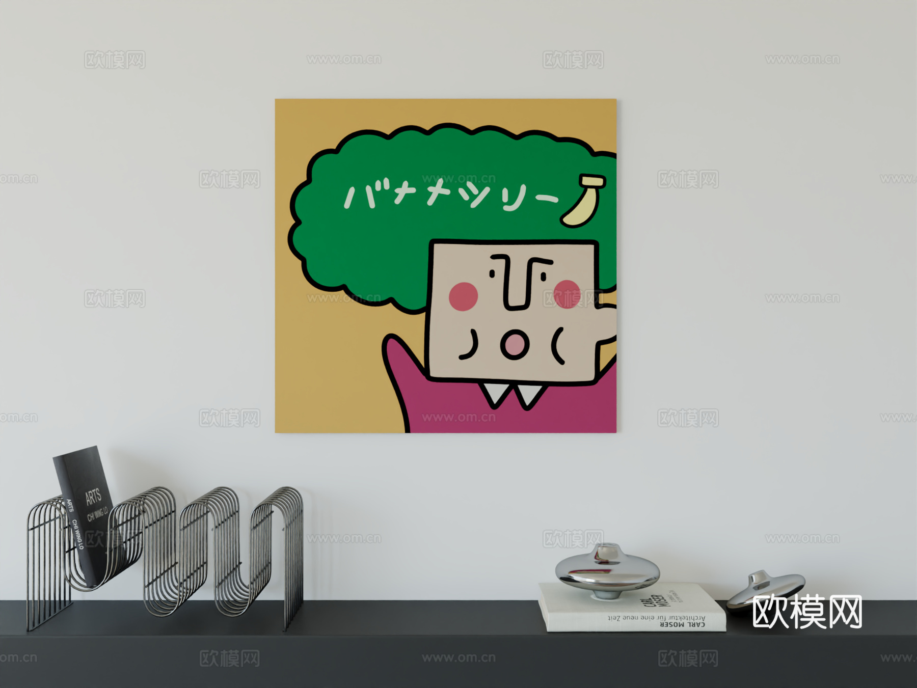 现代简约可爱卡通人物男孩房女孩房挂画3d模型