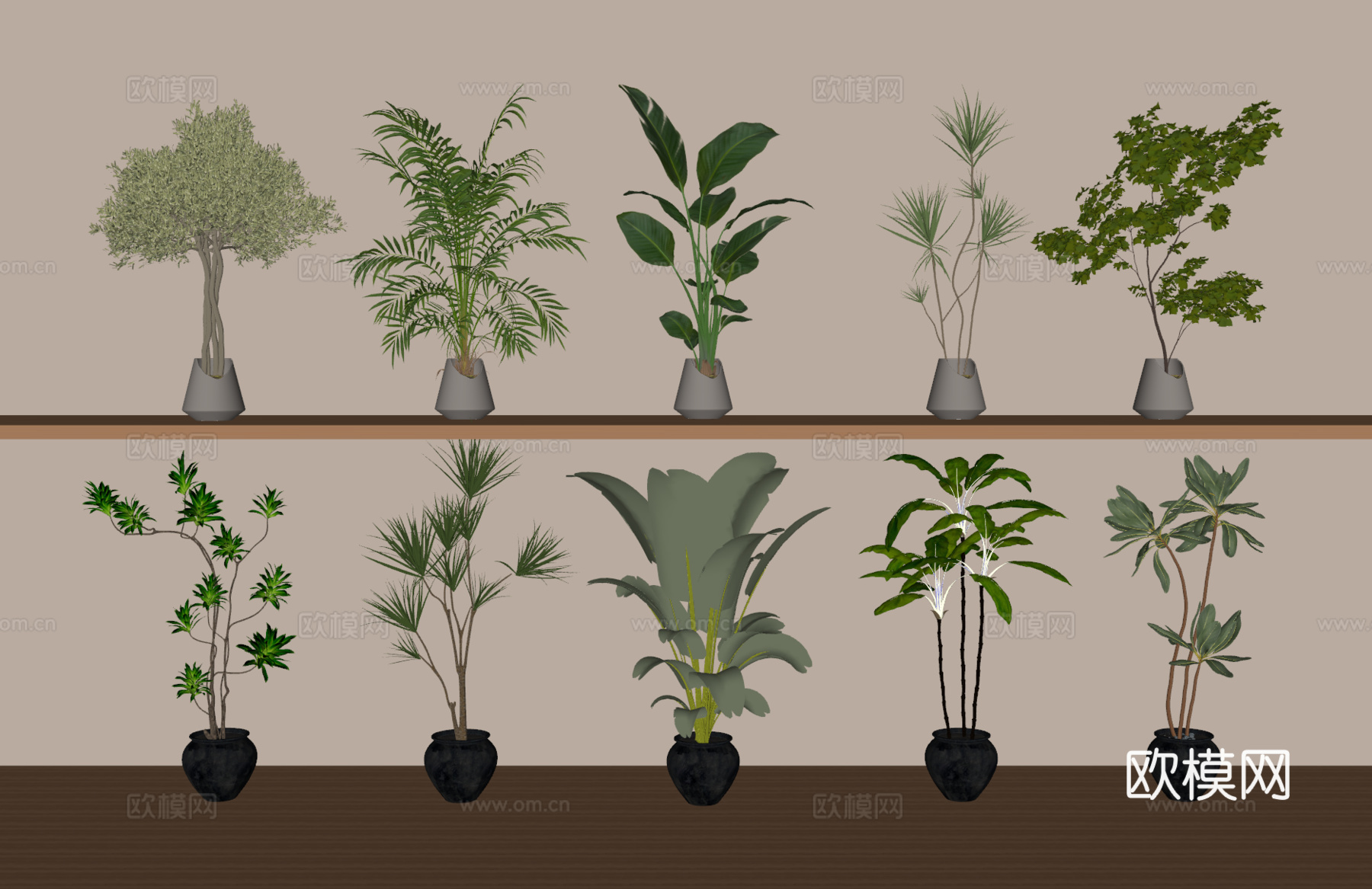 绿植盆栽组合su模型