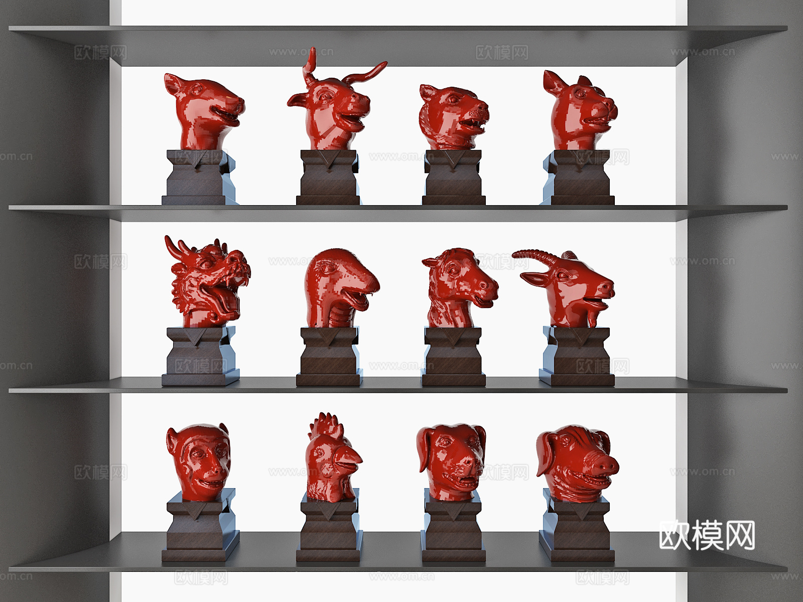 十二生肖 瓷器摆件饰品3d模型