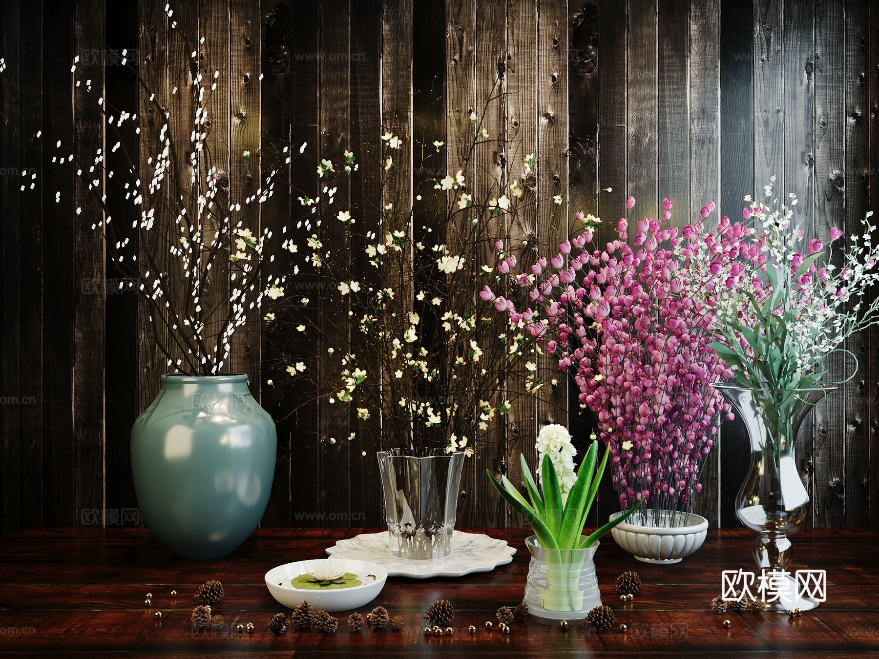 盆栽植物花卉摆件树干3d模型