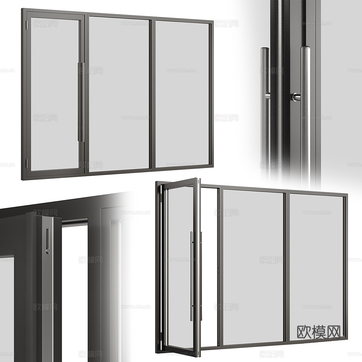 现代意式极简玻璃门3d模型