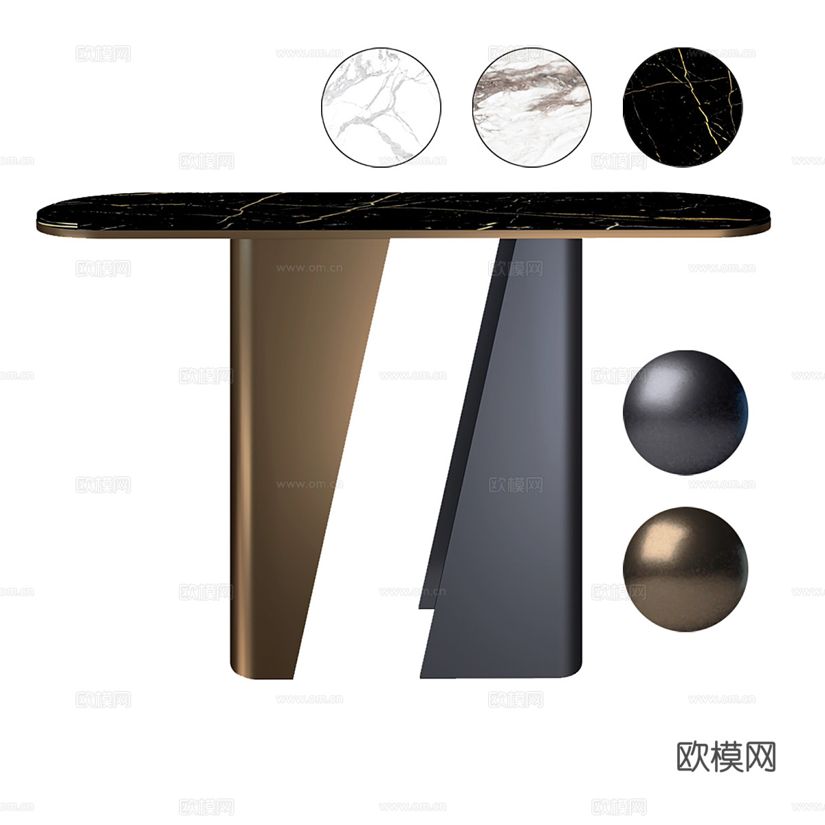 现代意式轻奢大理石端景台3d模型