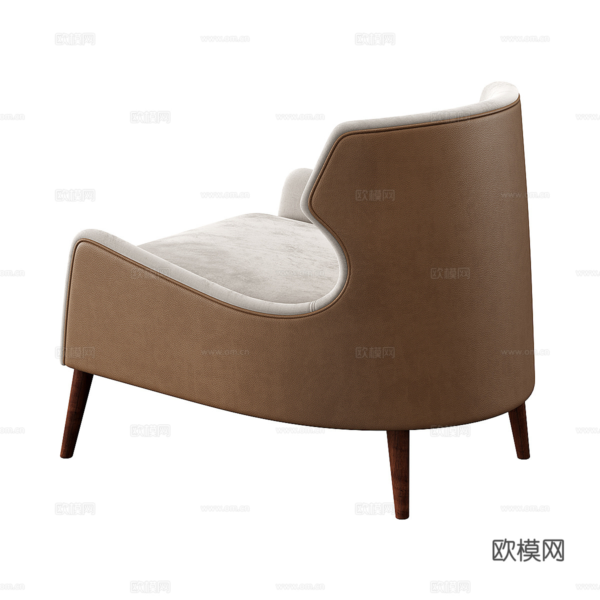 现代意式布艺皮革扶手椅3d模型