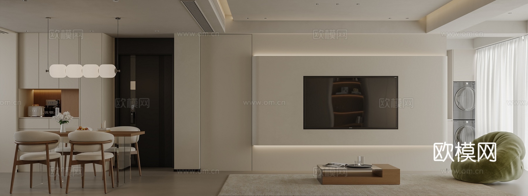 现代简约客餐厅3d模型