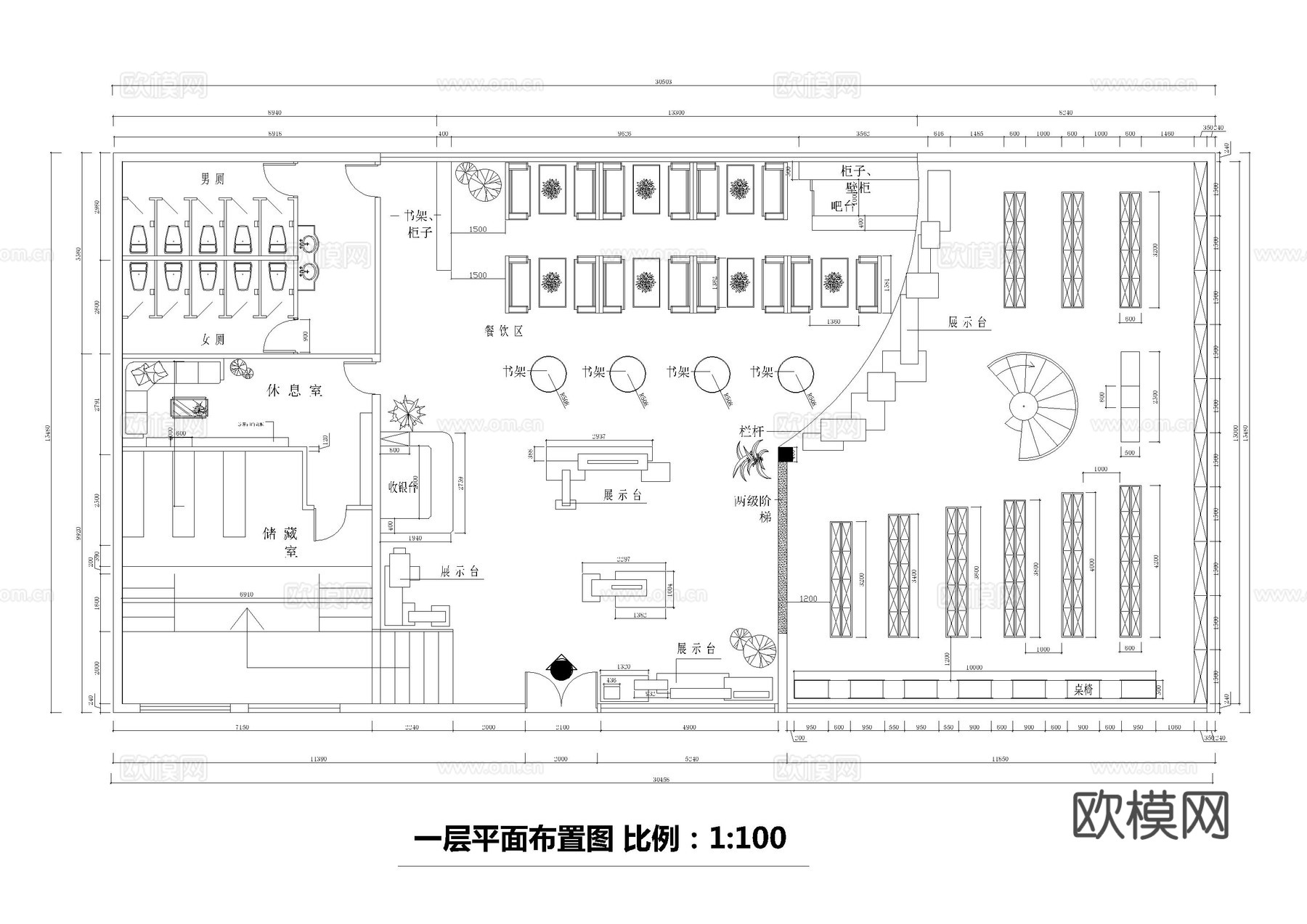 儿童乐园图书馆平面布置图cad施工图