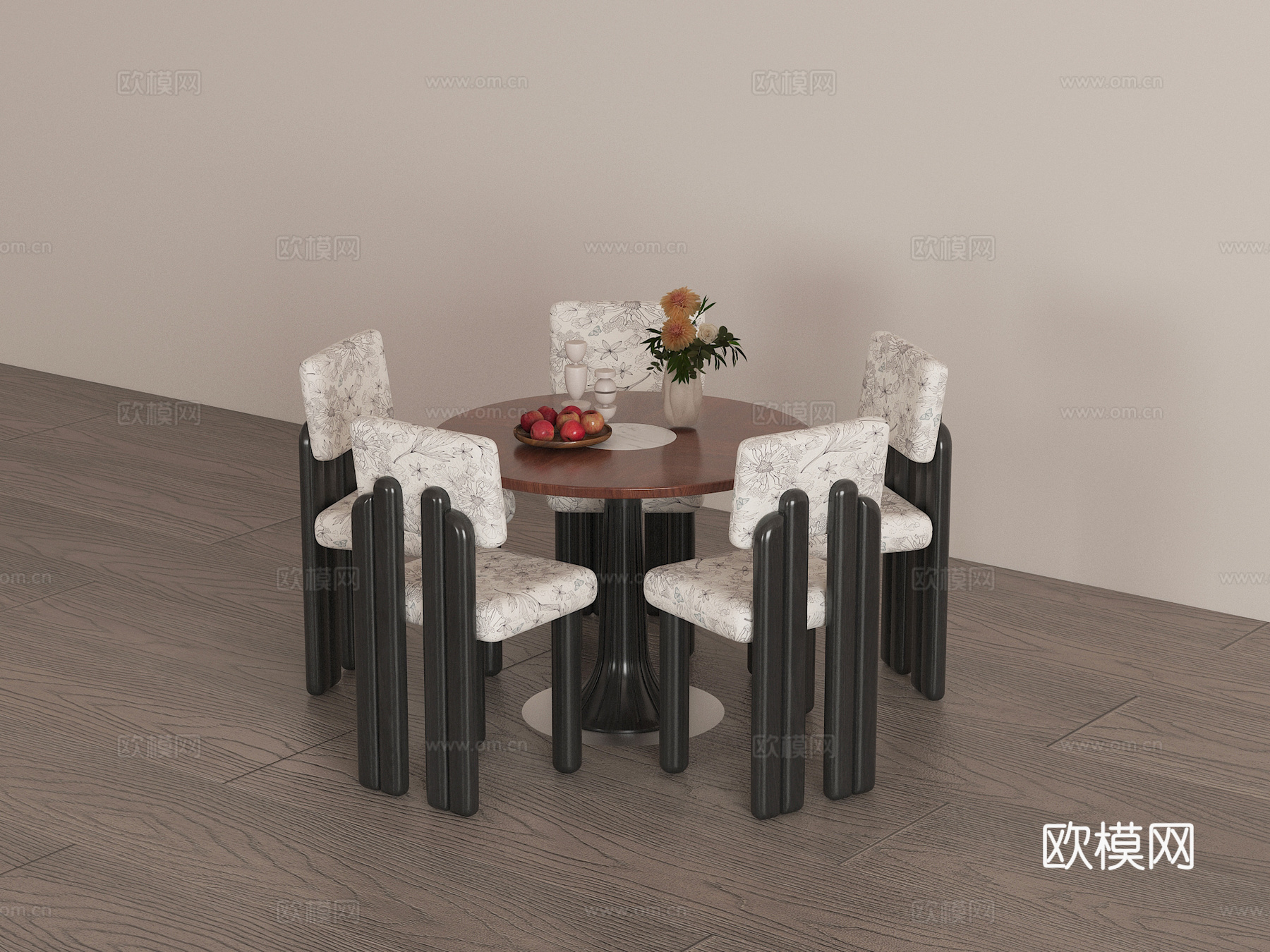 法师复古餐桌椅组合3d模型