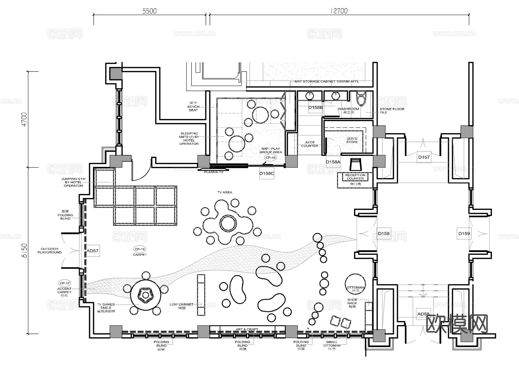 儿童乐园图书馆平面布置图cad施工图