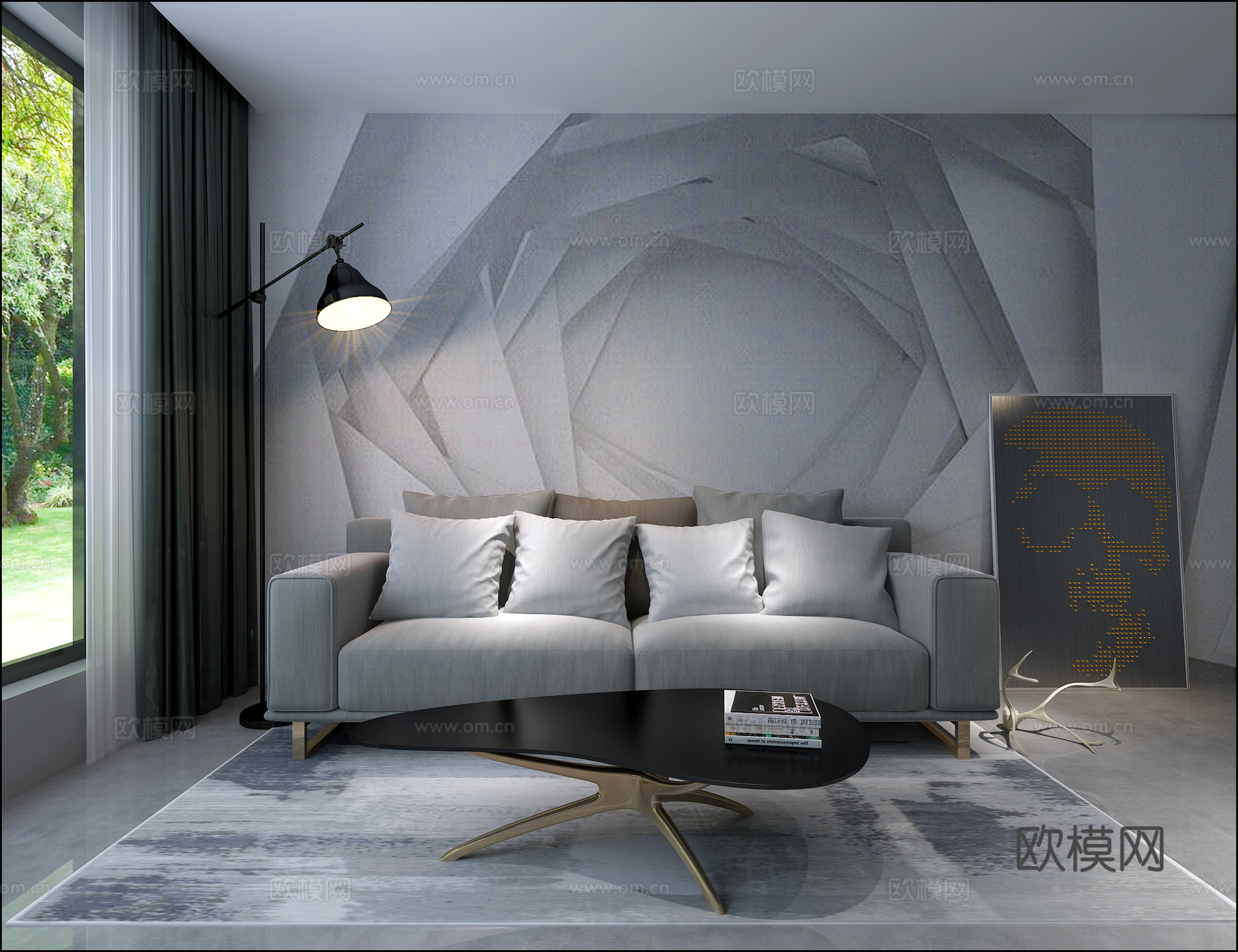 现代沙发 异形茶几3d模型