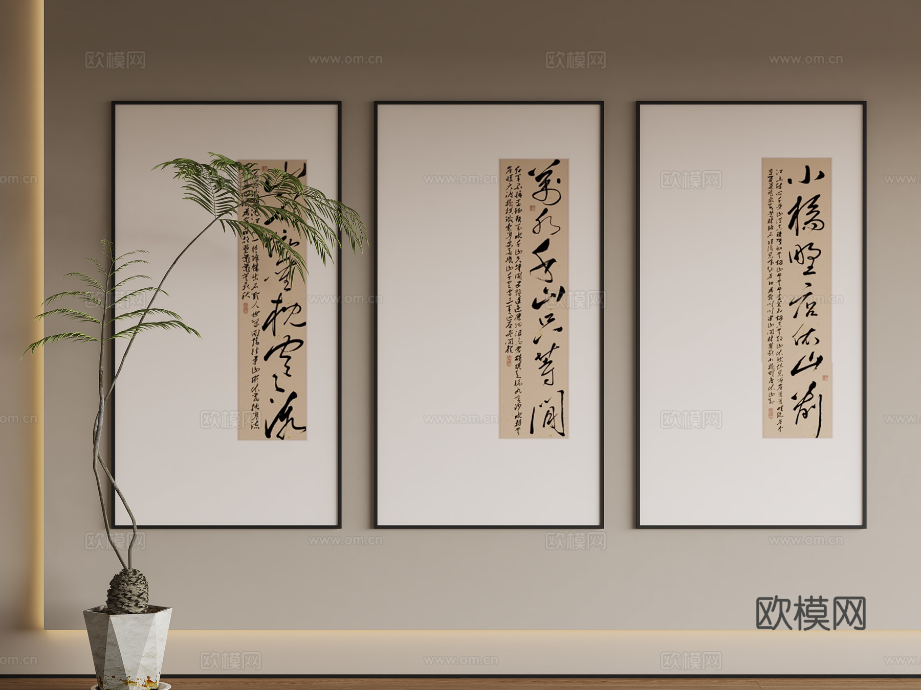 新中式挂画su模型