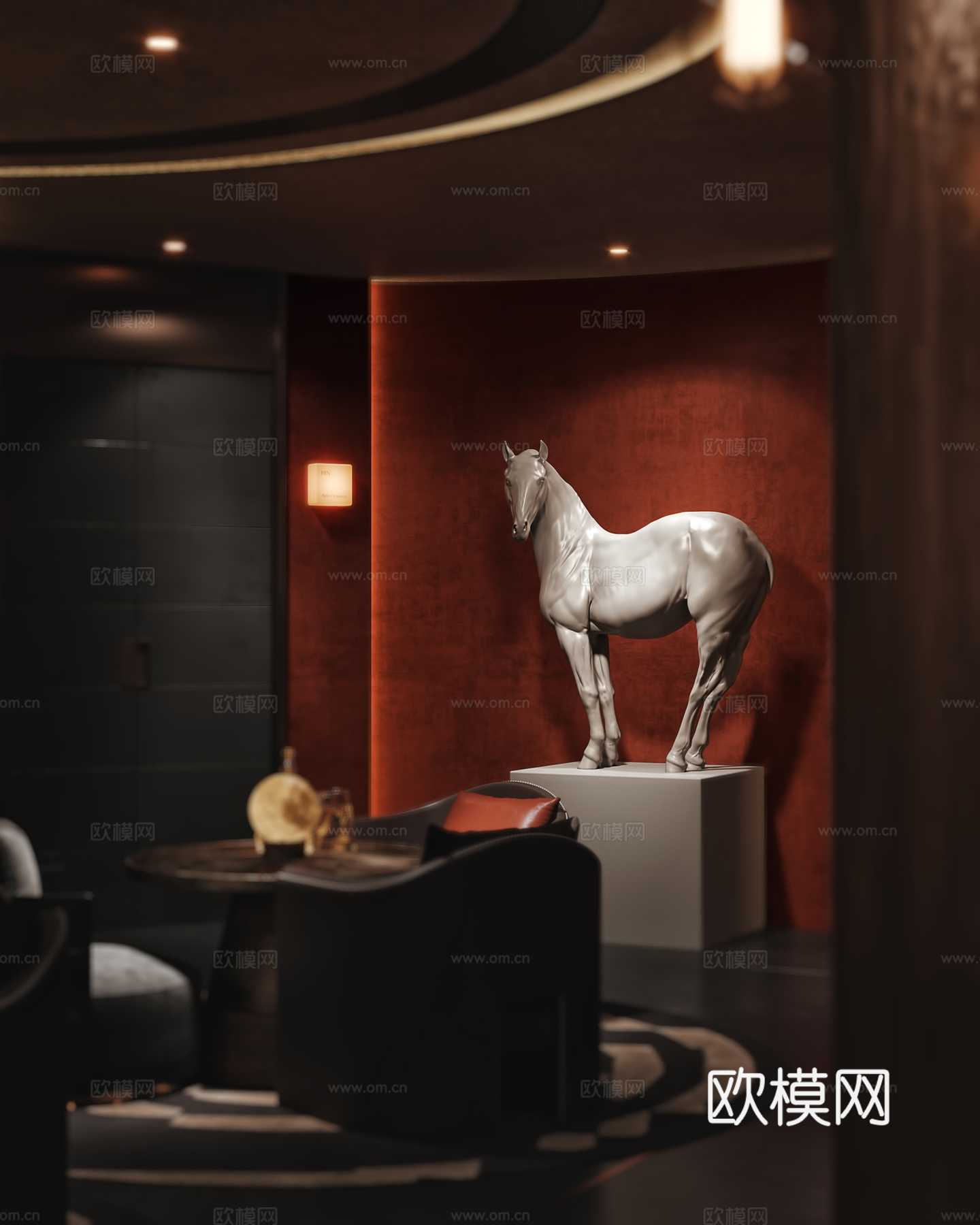美式复古酒吧咖啡厅3d模型