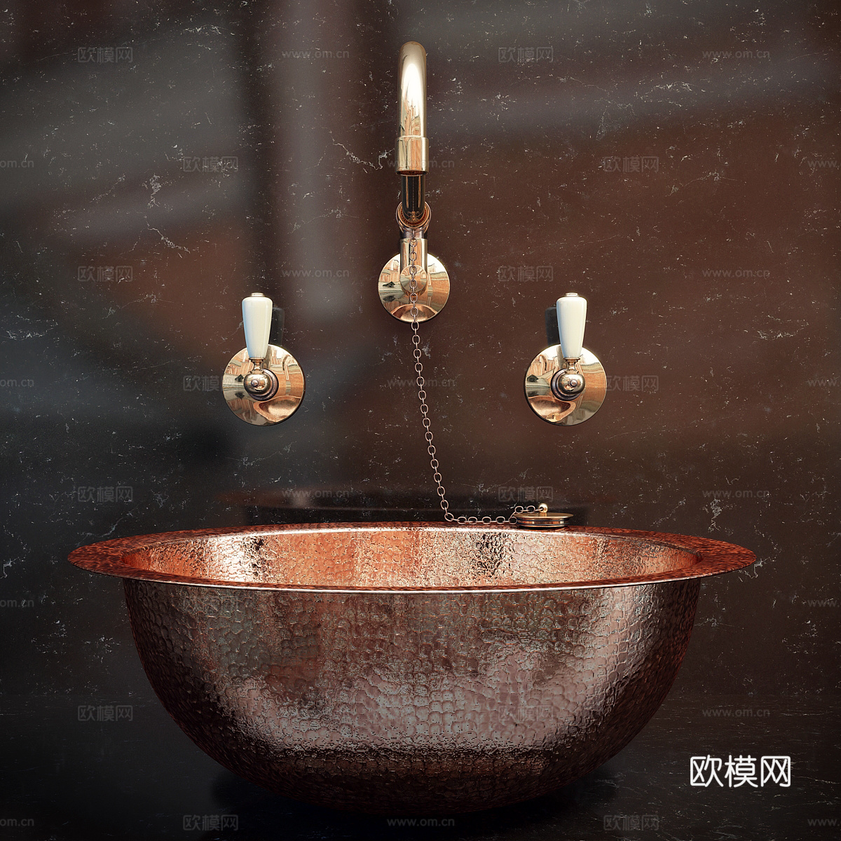 新中式轻奢金属洗手盆3d模型