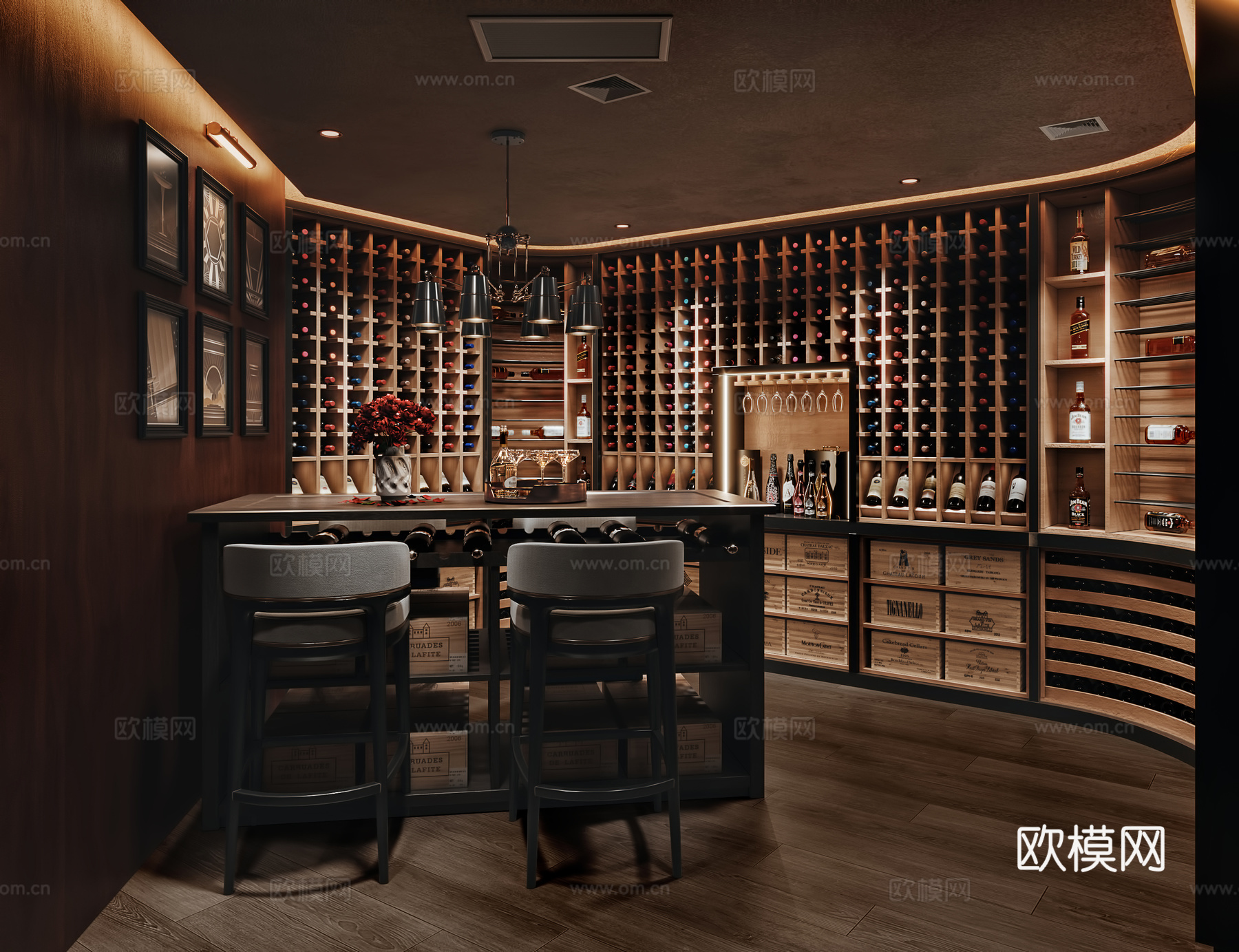 美式酒吧酒窖品酒室3d模型