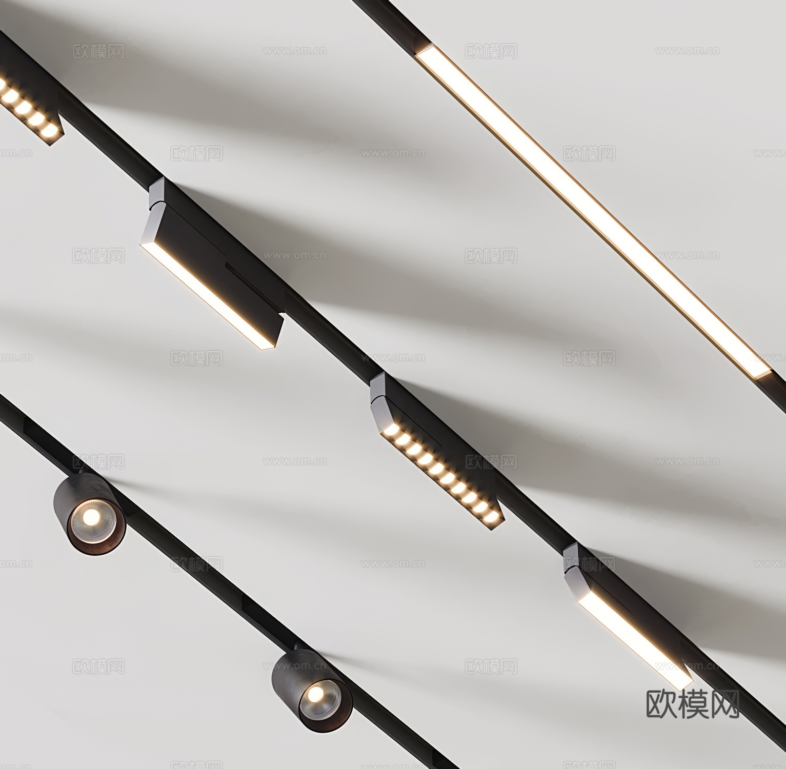 磁吸灯 轨道灯su模型