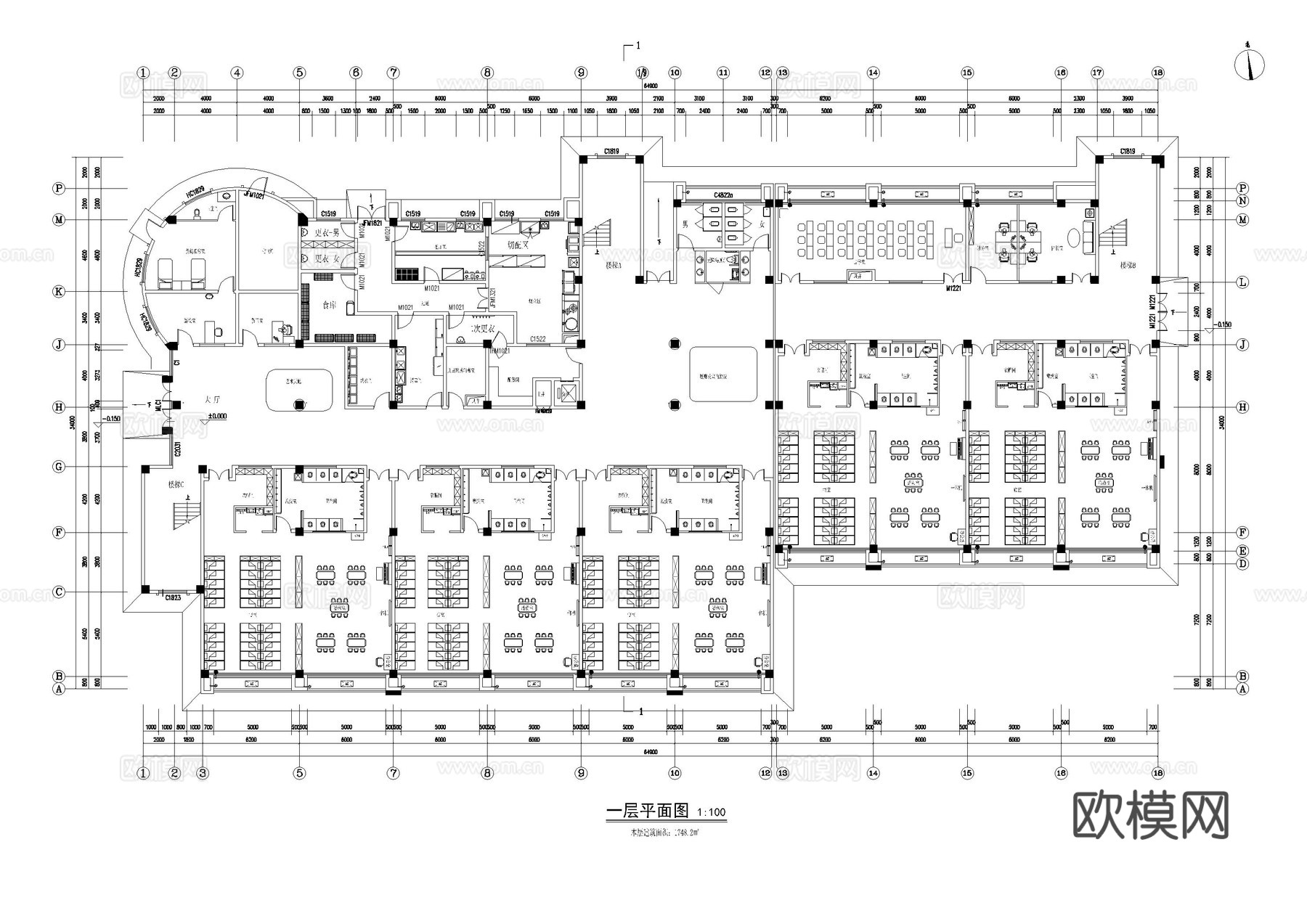 5000平方幼儿园室内平面图cad施工图