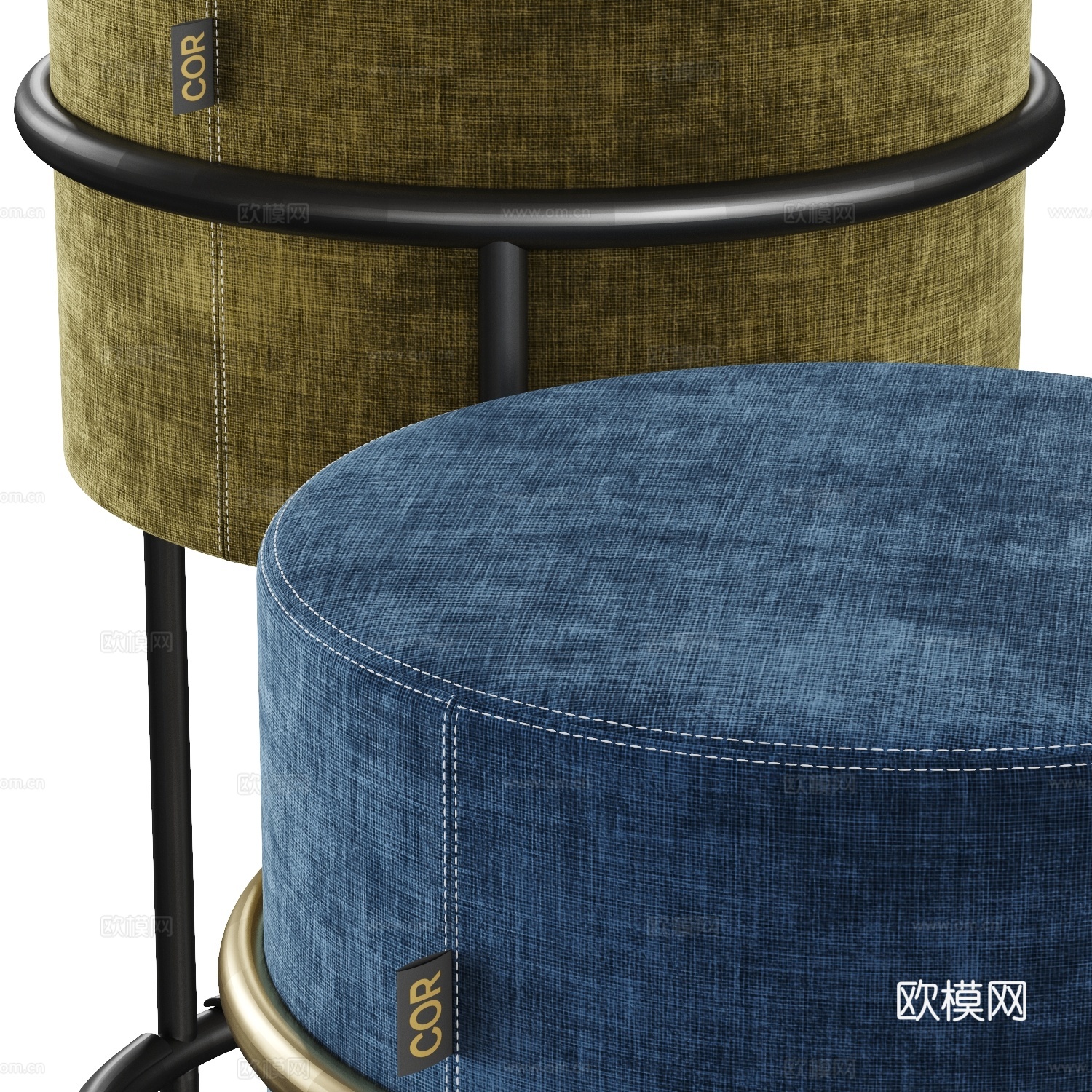 现代意式轻奢布艺吧台椅3d模型