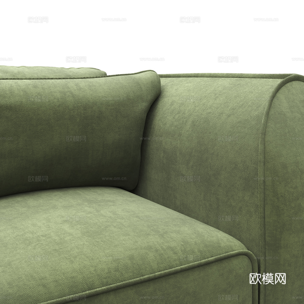 现代意式双人布艺休闲沙发3d模型