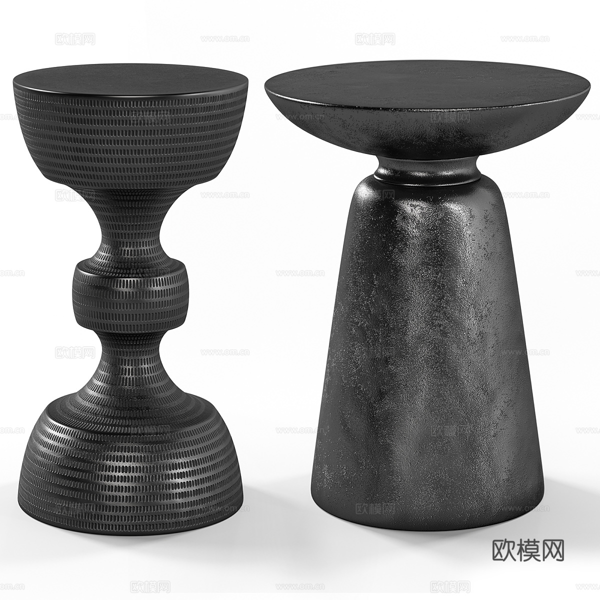 现代意式茶几金属边几 圆边几3d模型