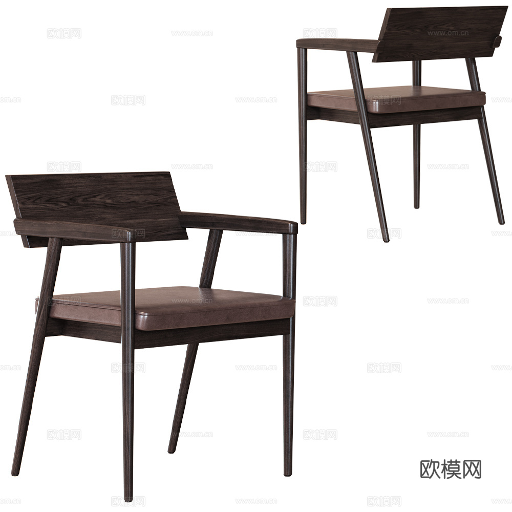 现代意式木质单椅3d模型