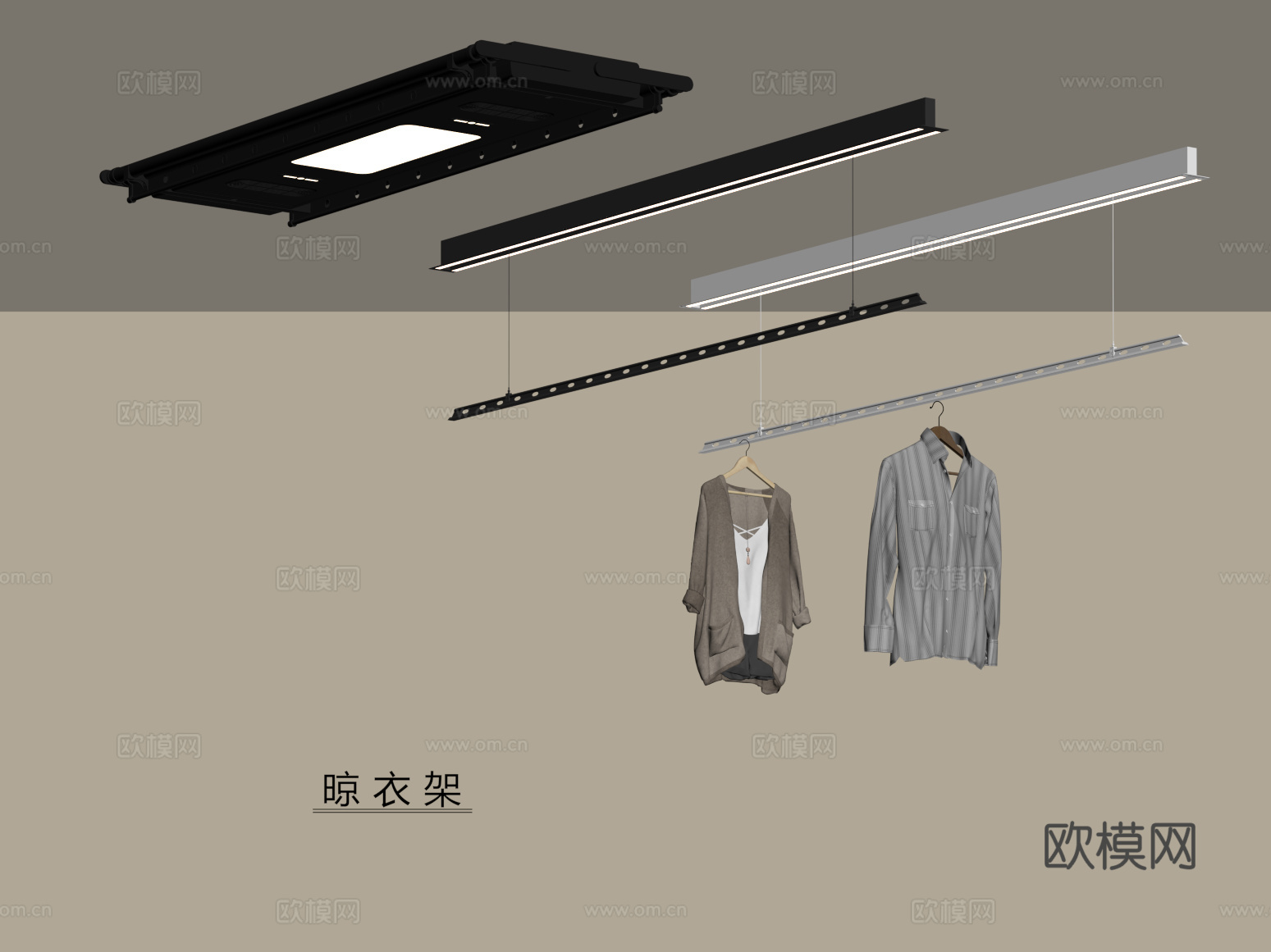 现代晾衣架su模型
