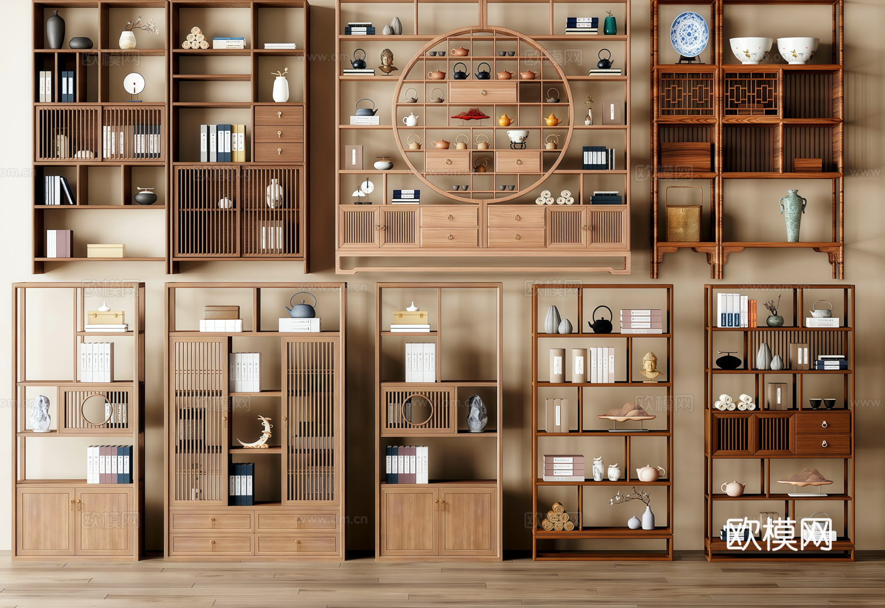新中式宋式博古架3d模型下载
