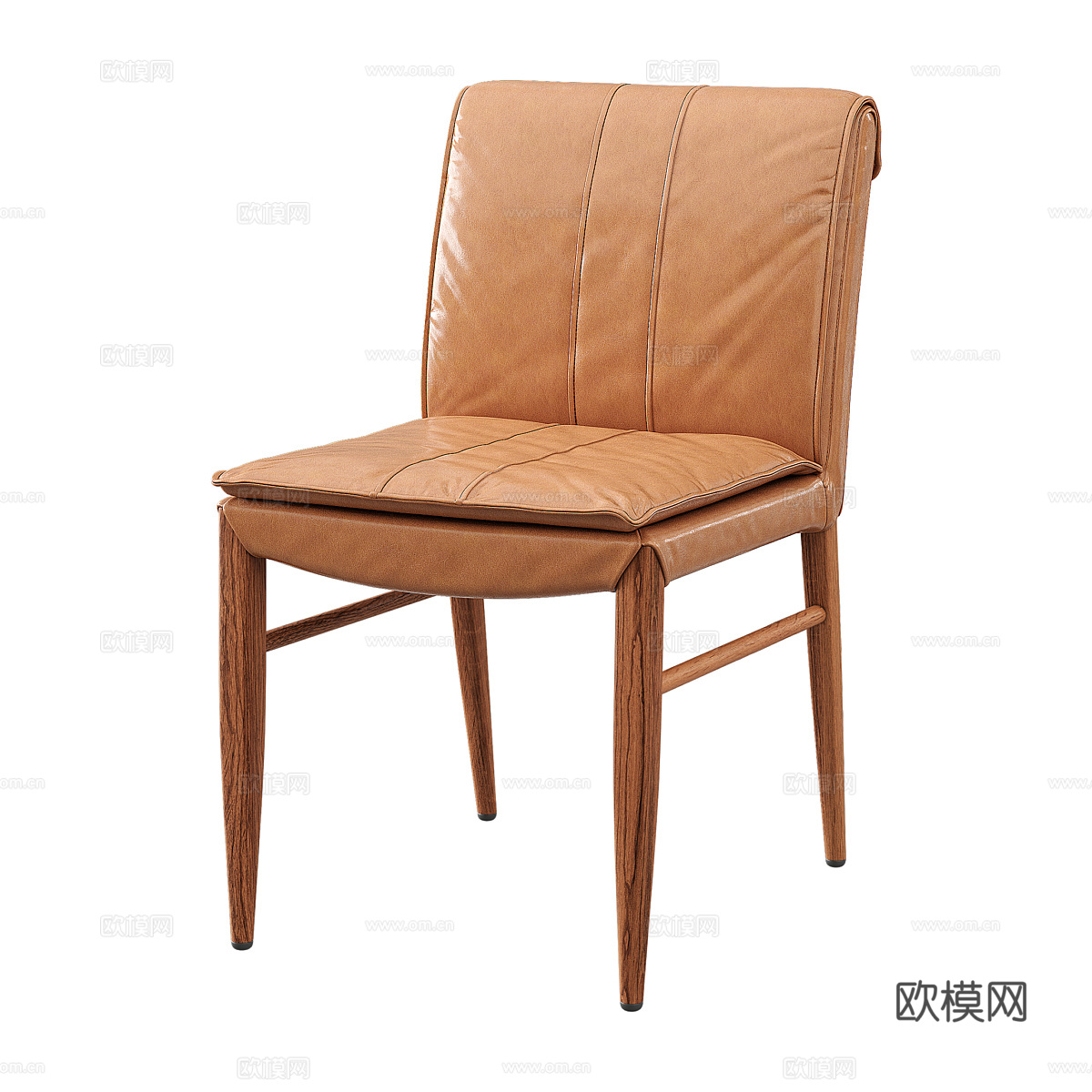 北欧简约单人沙发 单人沙发 简约单人沙发 休闲沙发 棕色皮革3d模型