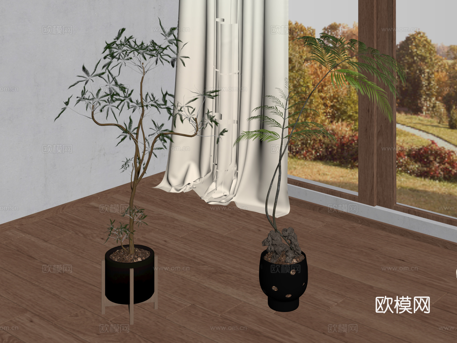 现代植物盆栽su模型