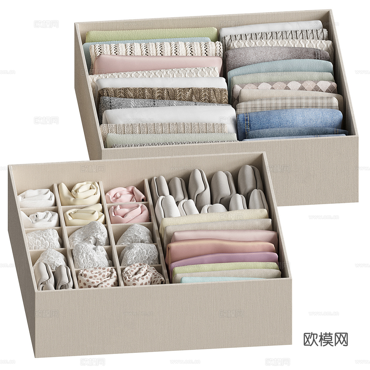 现代奶油风服饰鞋帽3d模型