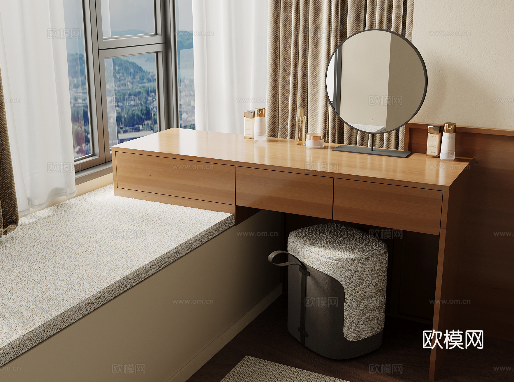 中古风梳妆台su模型