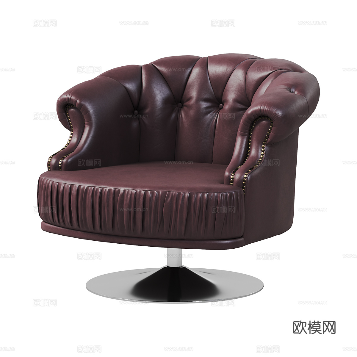现代意式皮革扶手椅3d模型