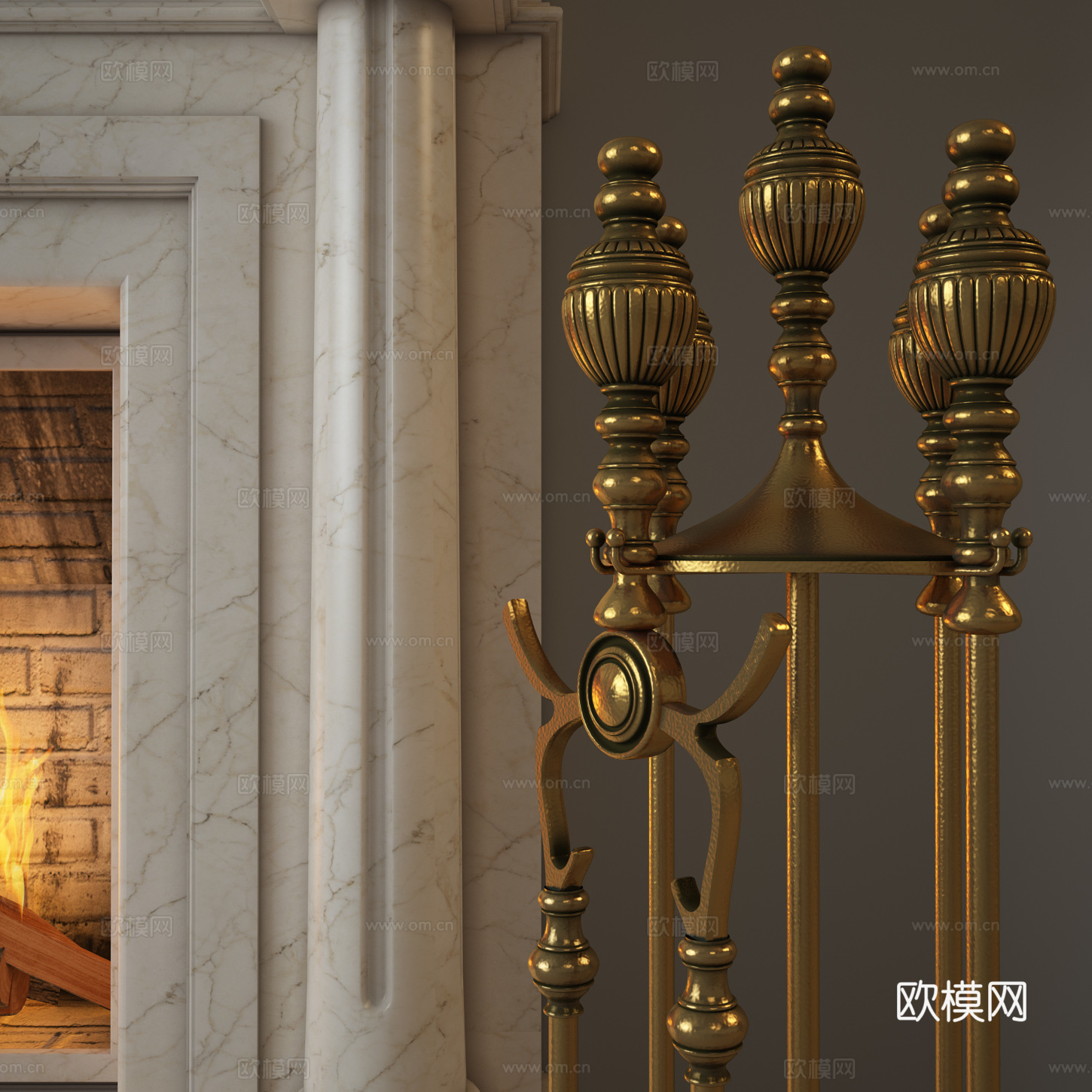 欧式石材壁炉3d模型