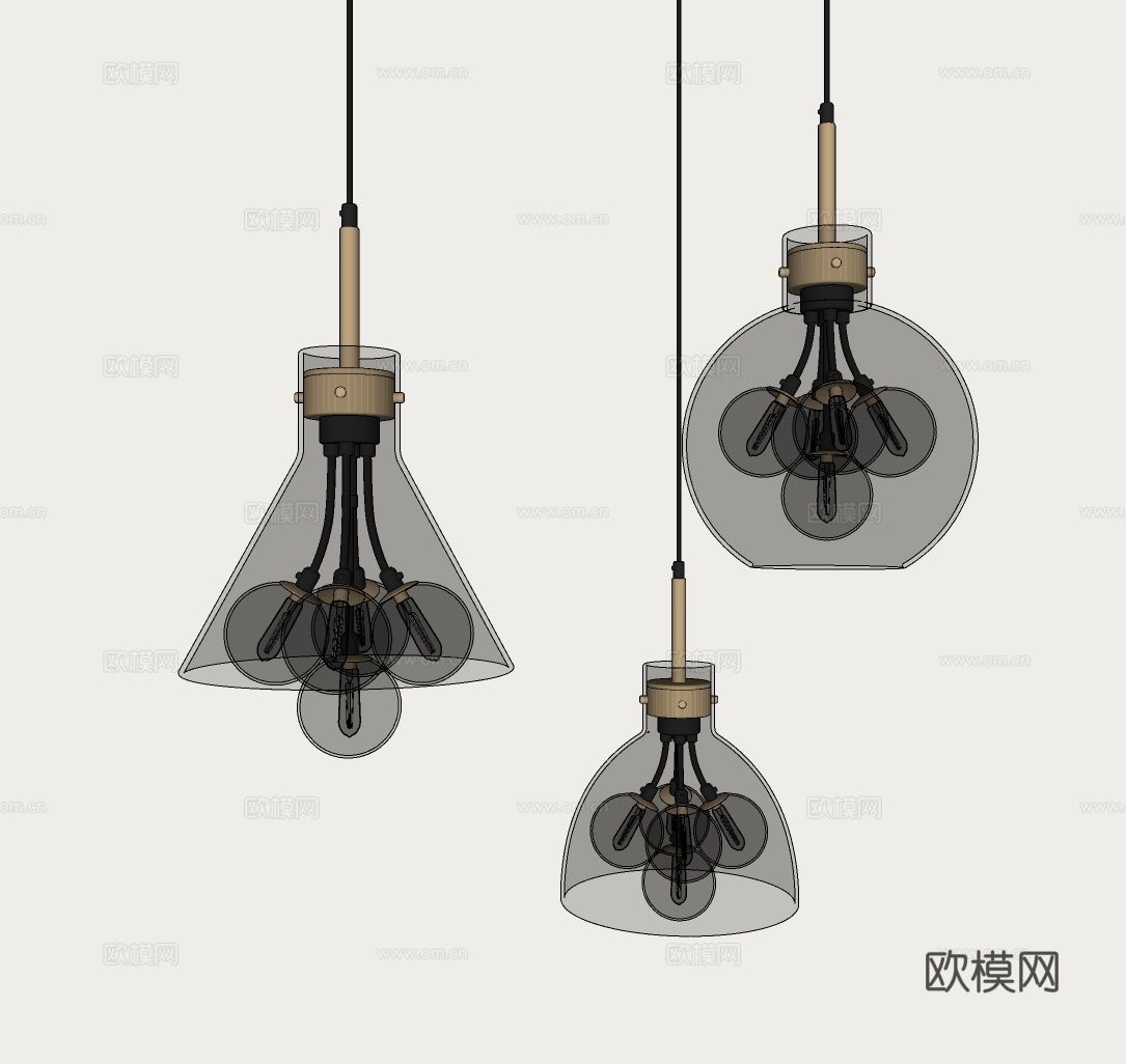 轻奢餐厅吊灯 现代吧台吊灯 简约楼梯间吊灯 北欧玄关小吊灯su模型