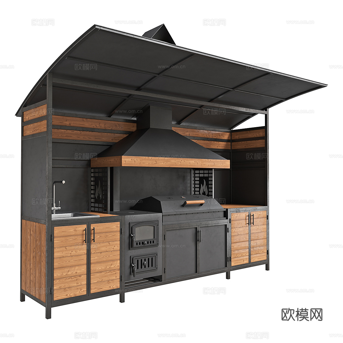 现代工业风烤炉设备3d模型