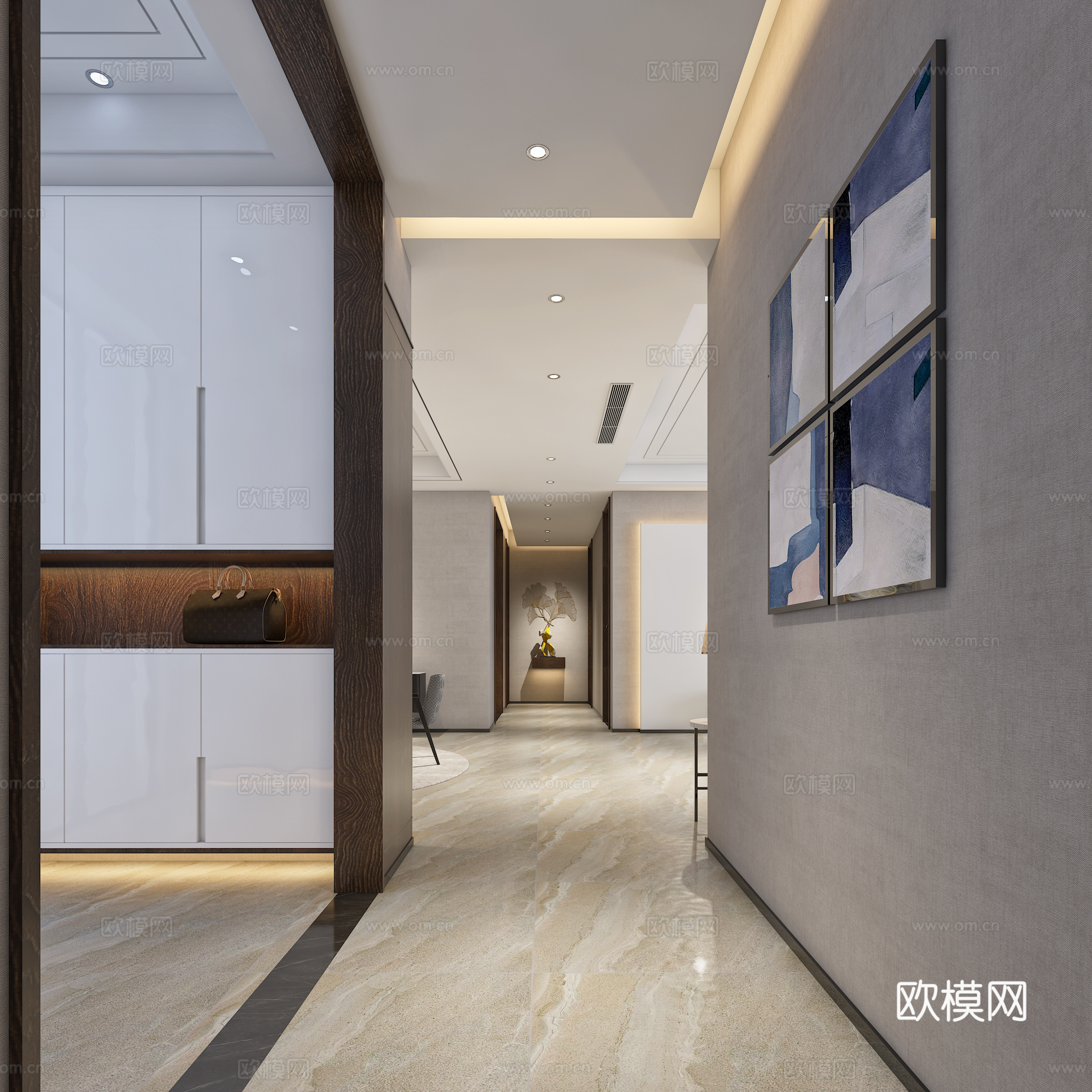 后现代北欧客餐厅 过道3d模型