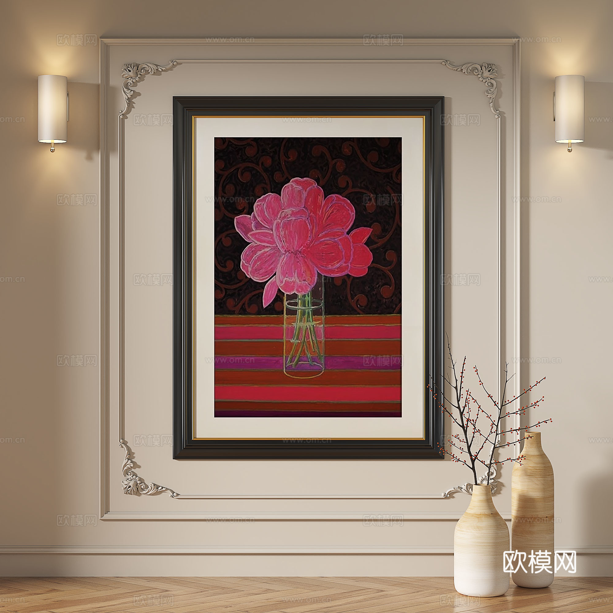 法式，复古，中古，油画，现代，欧式，古典，轻奢简约抽象装饰画免费3d模型