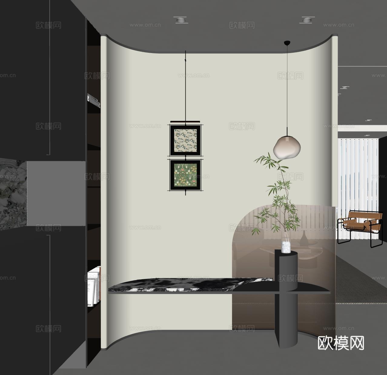 现代玄关过道 装饰性玄关 玄关隔断 入户玄关 门厅su模型