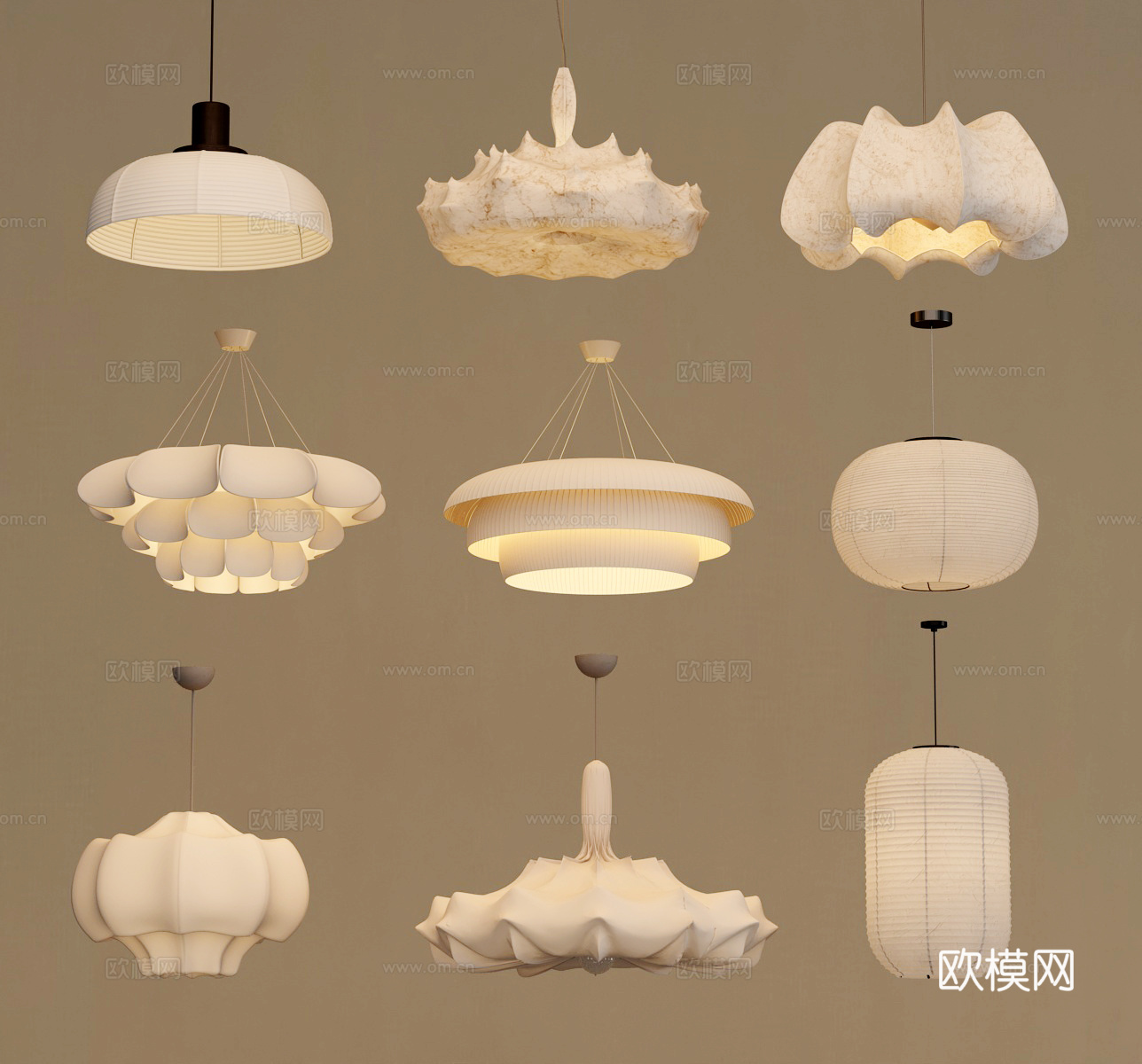 侘寂中古吊灯su模型
