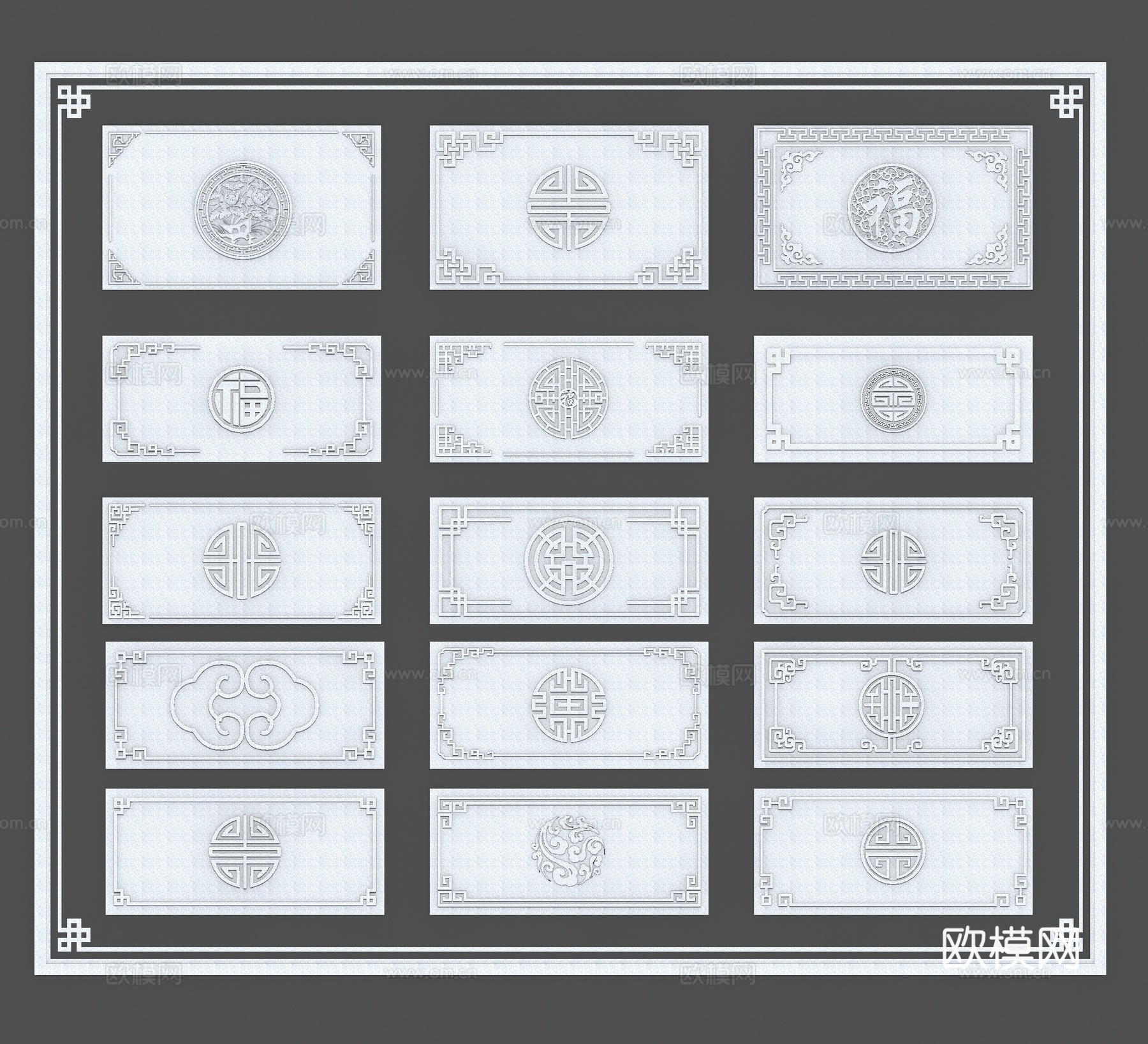 窗花板 中式花板 中式浮雕 中式雕花su模型