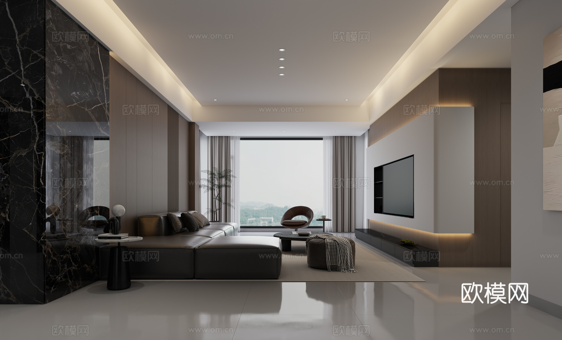 意式客厅  意式沙发组合   极简沙发组合3d模型