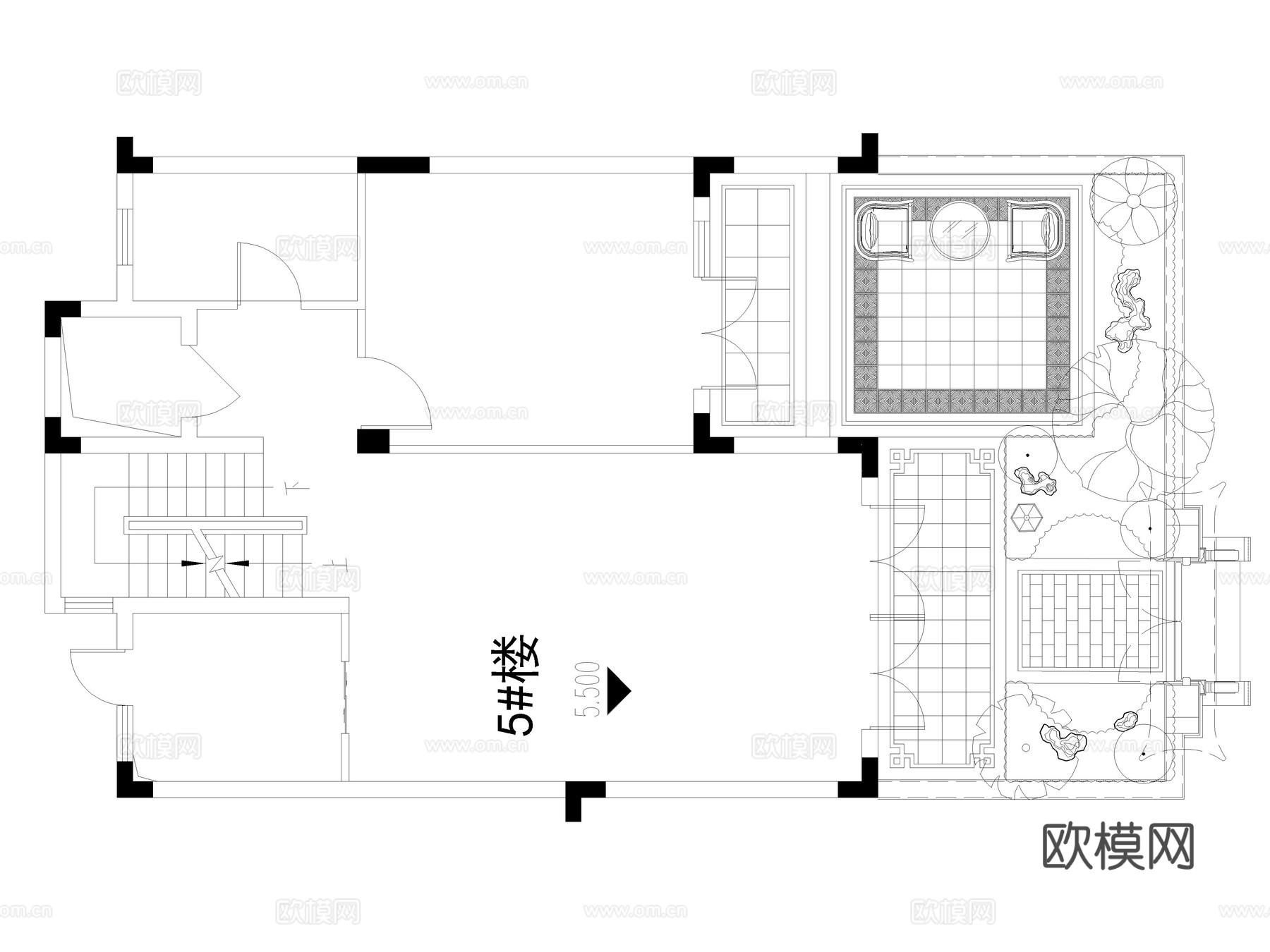 6套中式别墅庭院花园景观CAD平面布置图cad施工图