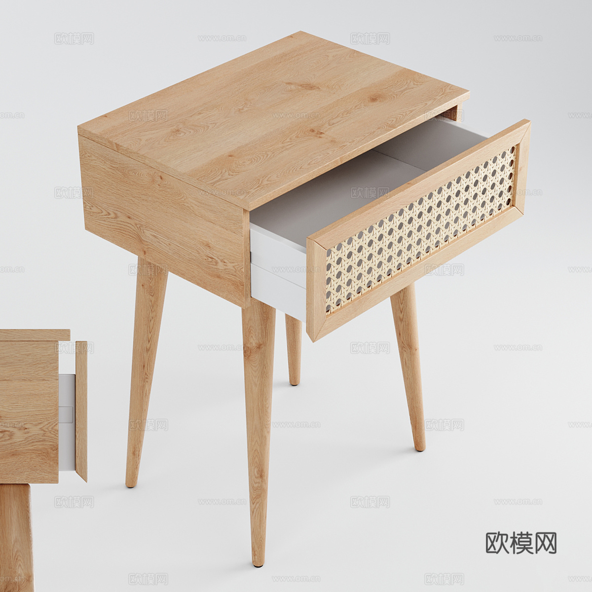 现代北欧原木风床头柜3d模型