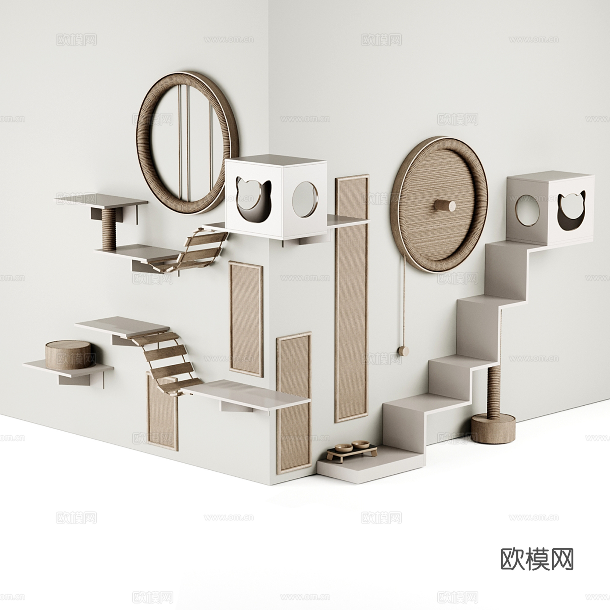 木质猫爬架3d模型