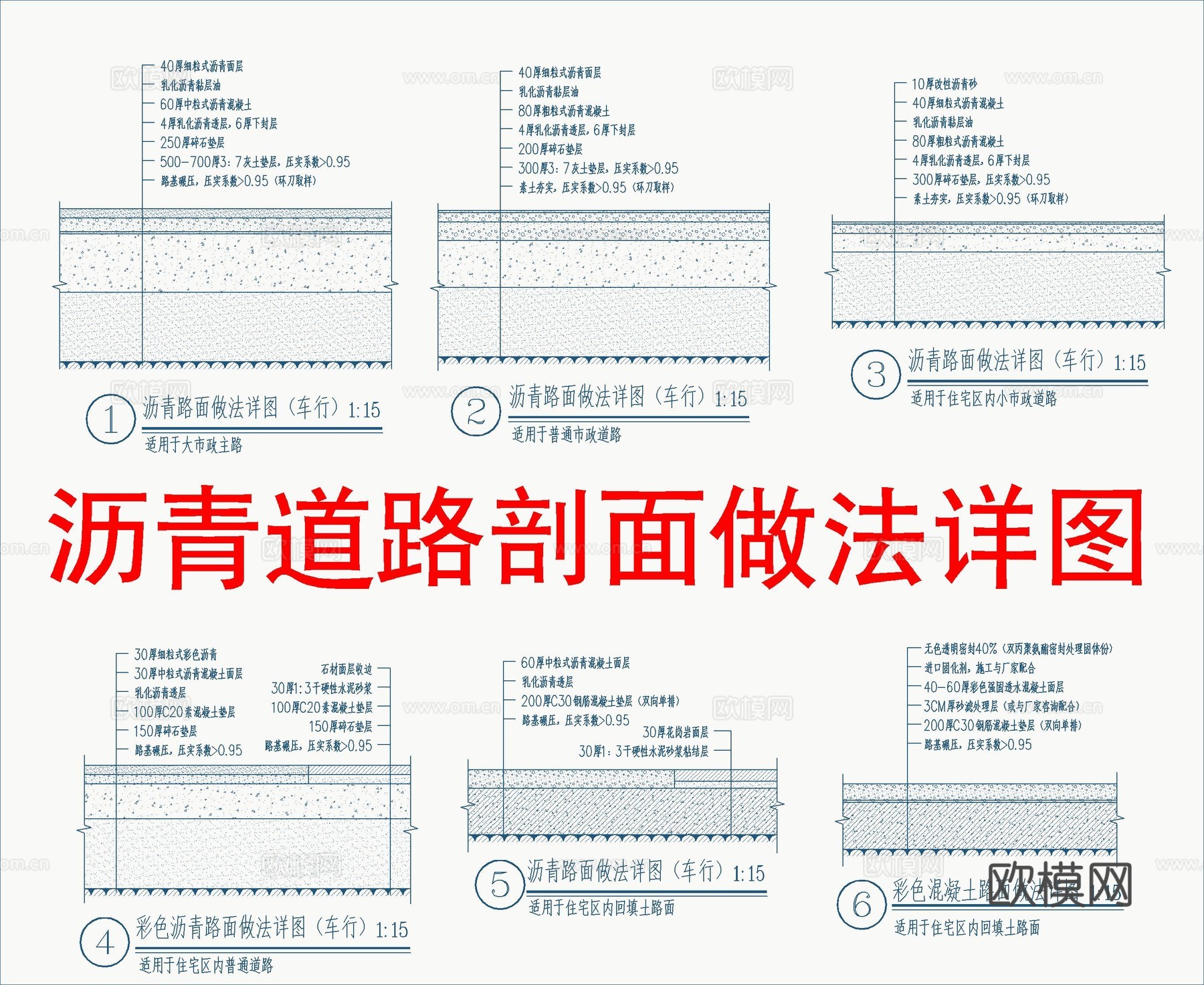 景观铺装剖面节点大样详图cad施工图