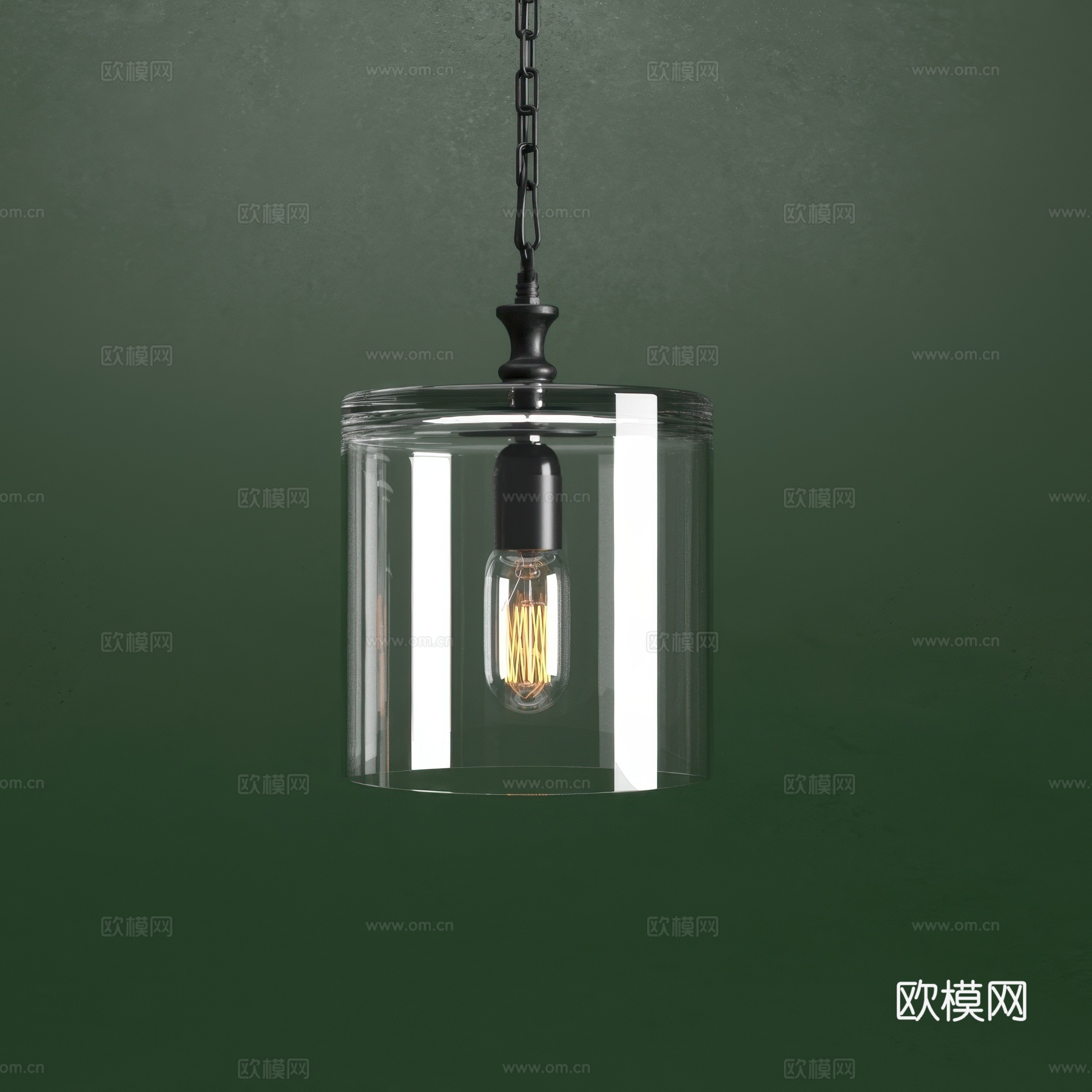 现代极简金属玻璃小吊灯3d模型