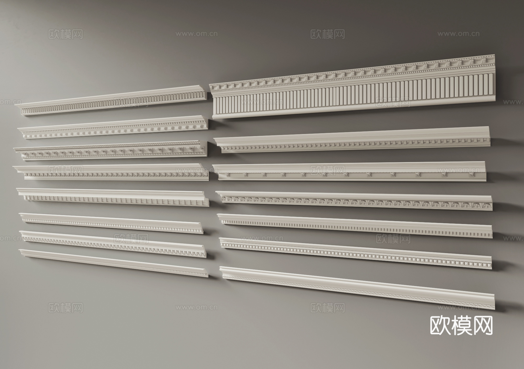 欧式 简欧 法式 石膏线条 角线3d模型
