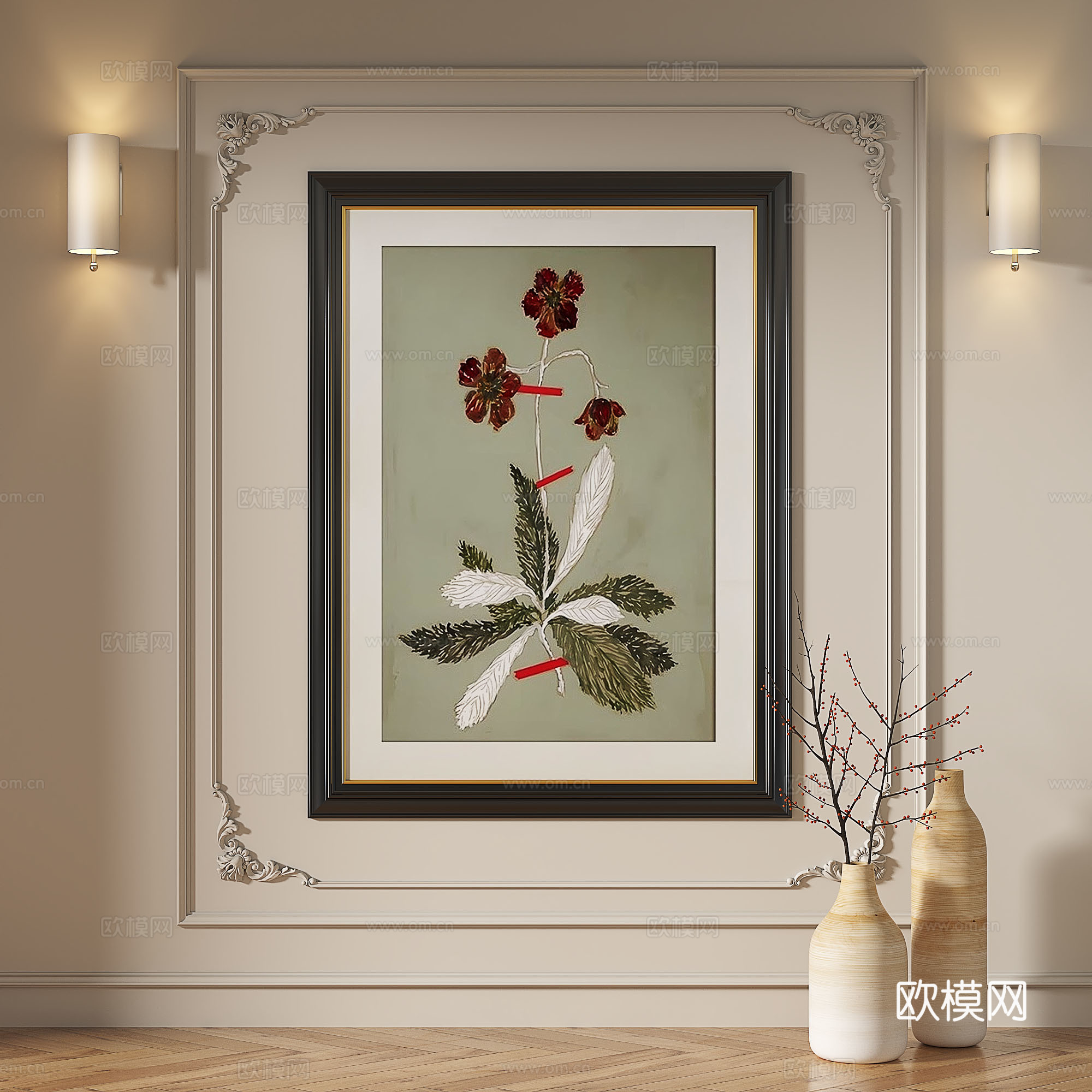 法式，复古，中古，油画，现代，欧式，古典，轻奢简约抽象装饰画免费3d模型