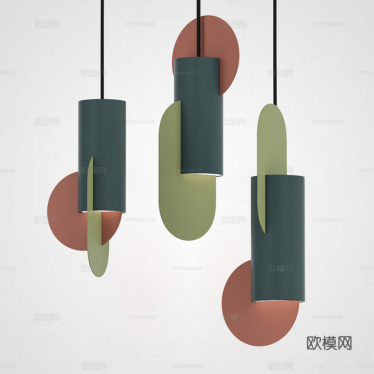 现代奶油风装饰小吊灯3d模型