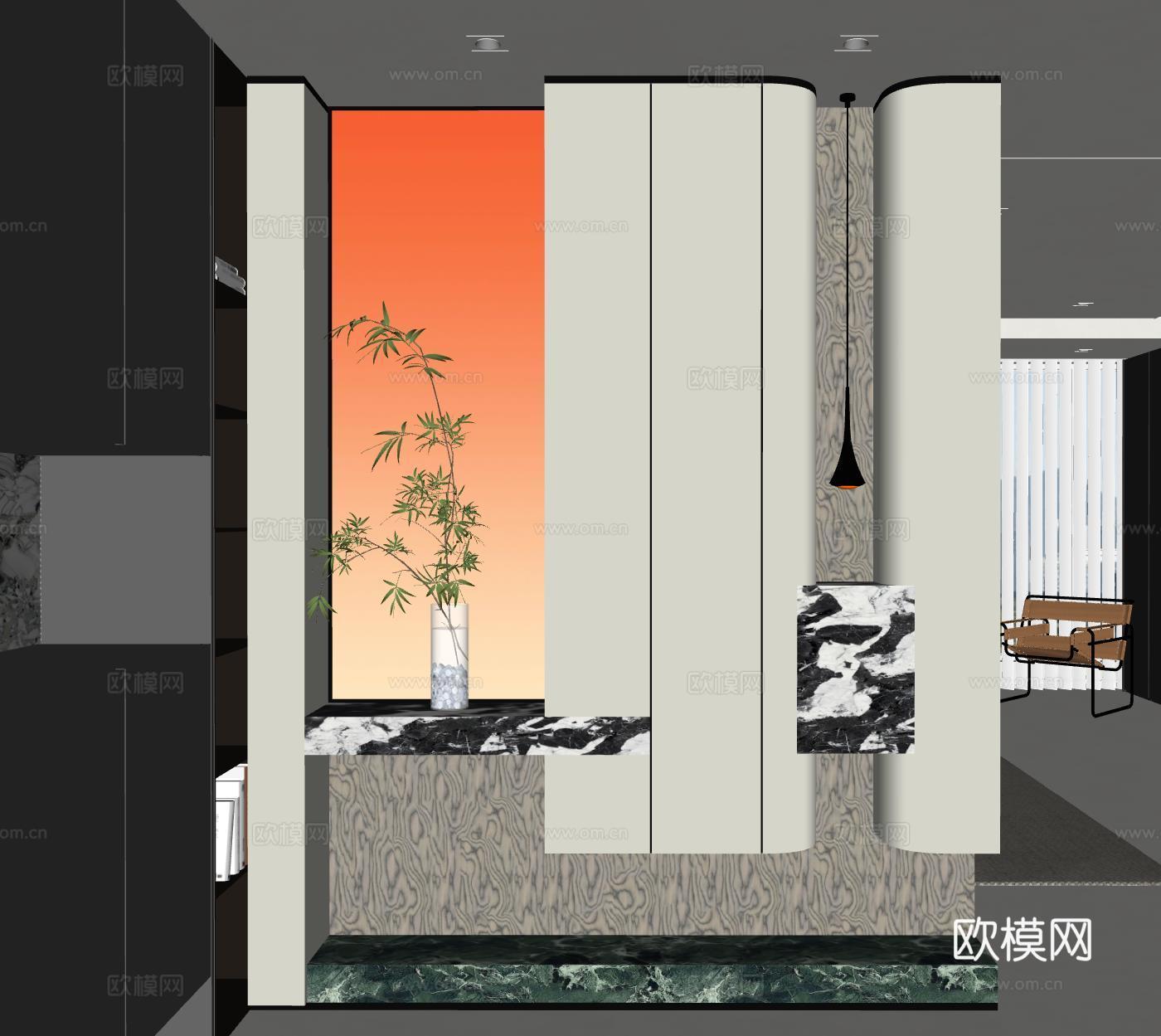 现代玄关过道 装饰性玄关 玄关隔断 入户玄关 门厅su模型
