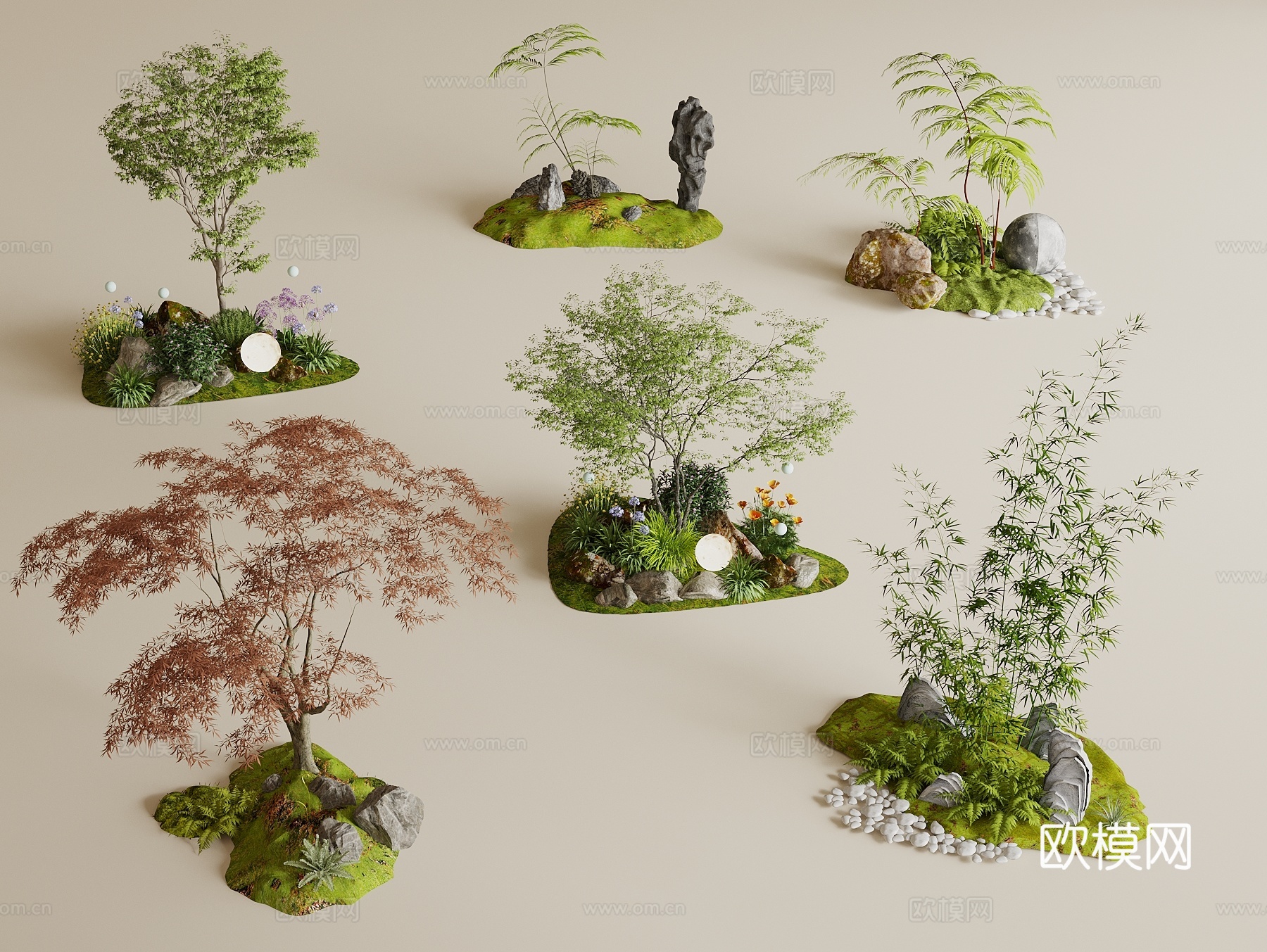 现代景观造景 景观小品 庭院景观 庭院小品 室内景观 景观树3d模型