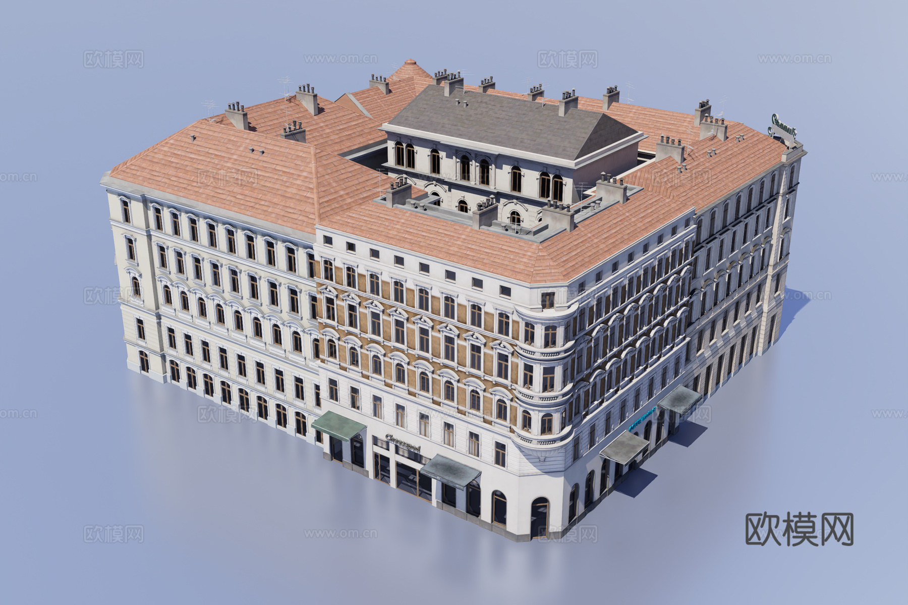 欧式多层围合建筑3d模型