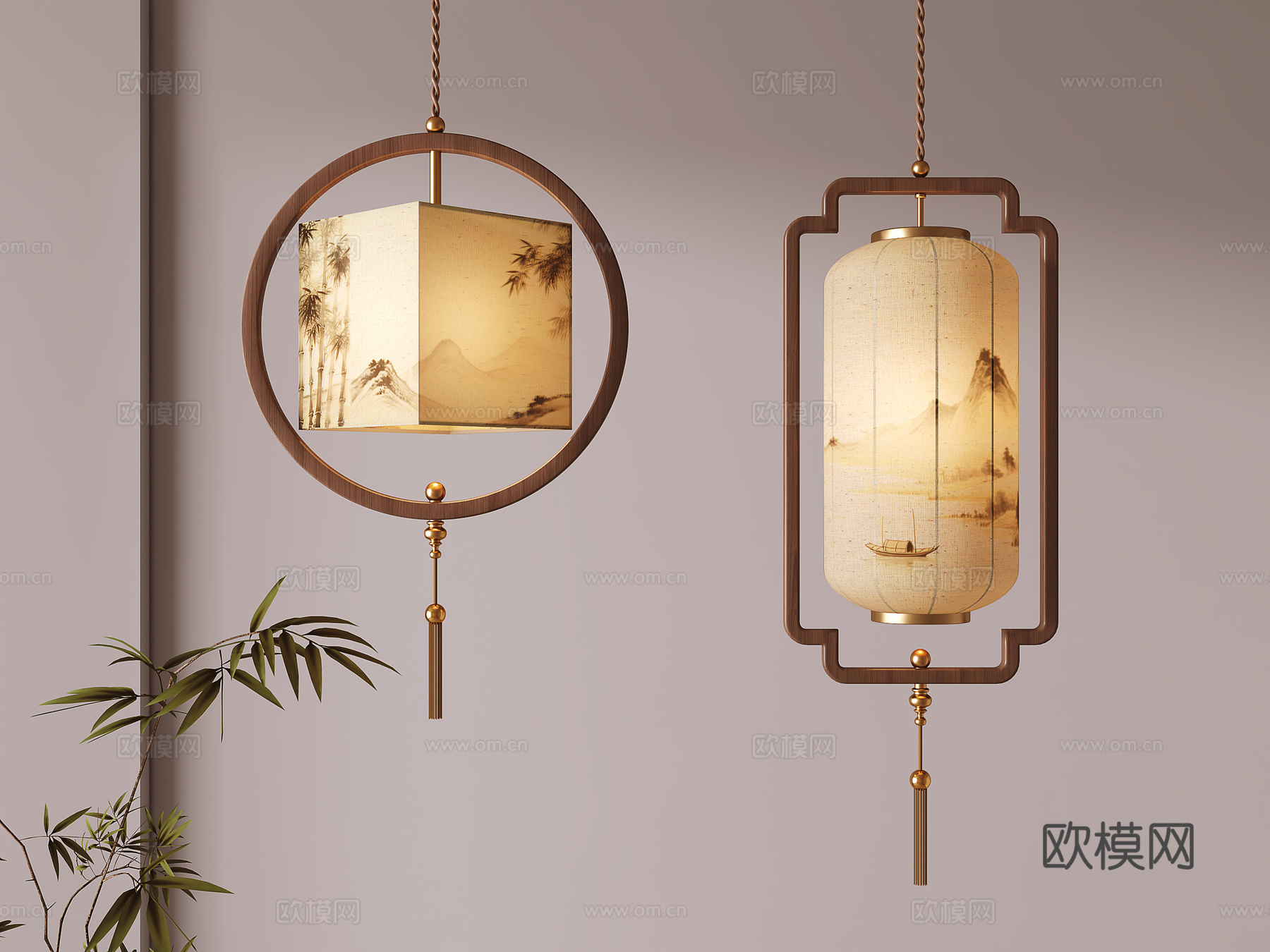 新中式吊灯su模型下载（渲染图1）